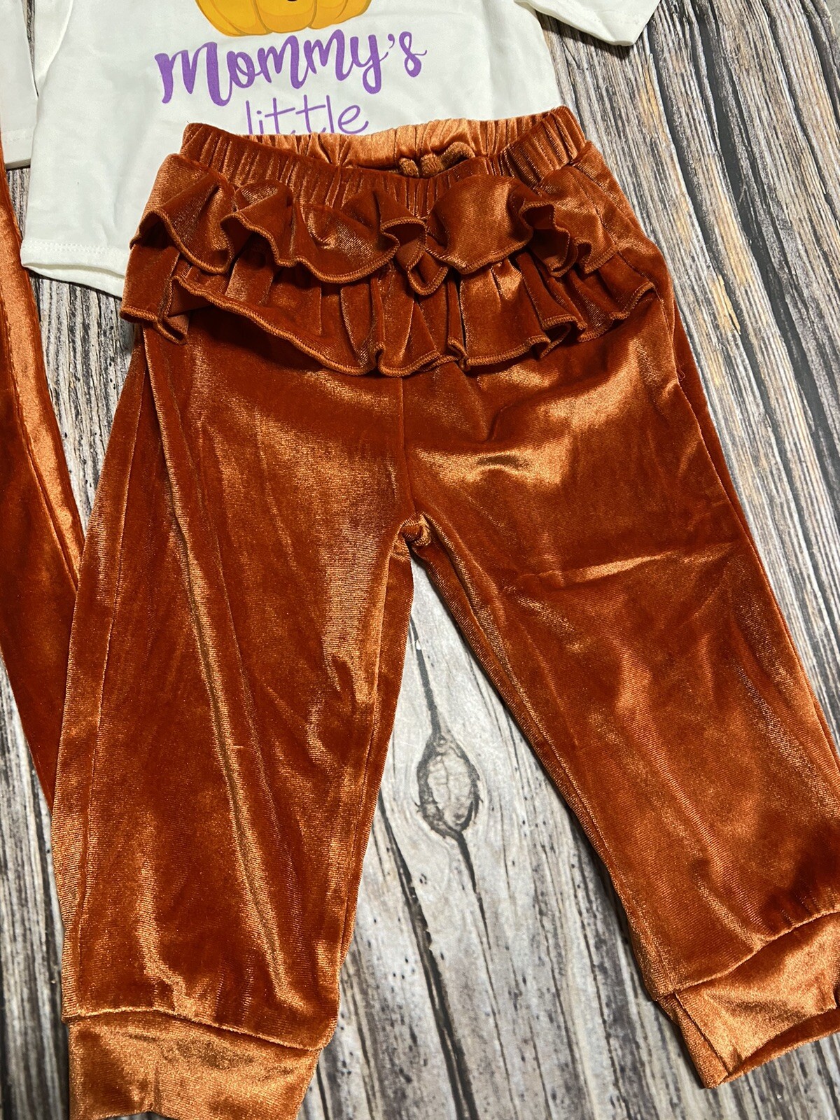 Infant Girls 18/24 months Fall Outfit Cutest Pumpkin Orange Ruffle Pants