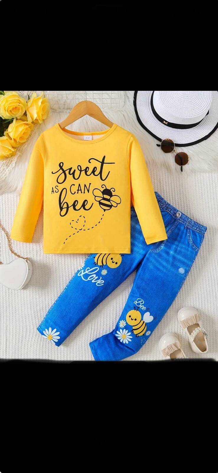 ❤️2PC❤️BEE PRINT💕BABY💕PULLOVER W/MATCHING PANTS SET💕2T💕