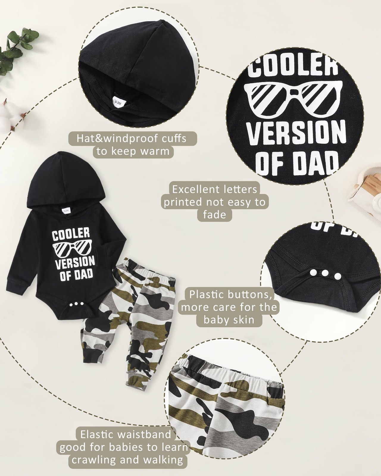 NZRVAWS 12 Month Baby Boy Clothes Infant Outfit 12-18 Months, Black Camo