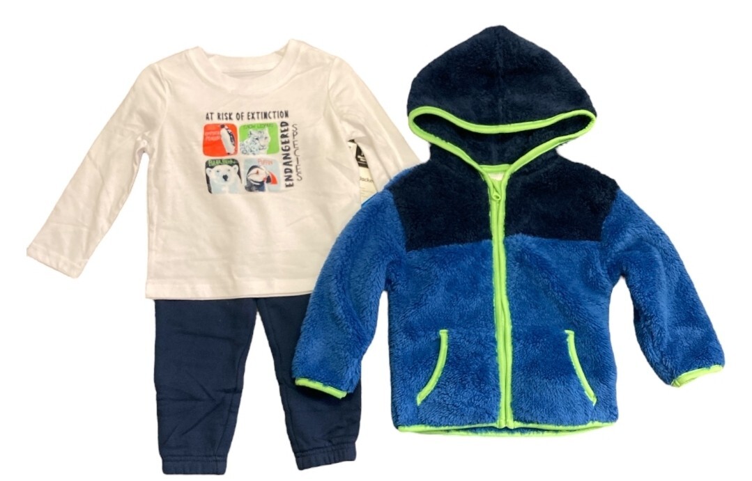Member’s Mark Boys 3 Piece Cozy Jacket Set 2T Blue Include 1 Jacket 1 Tee 1 Pant