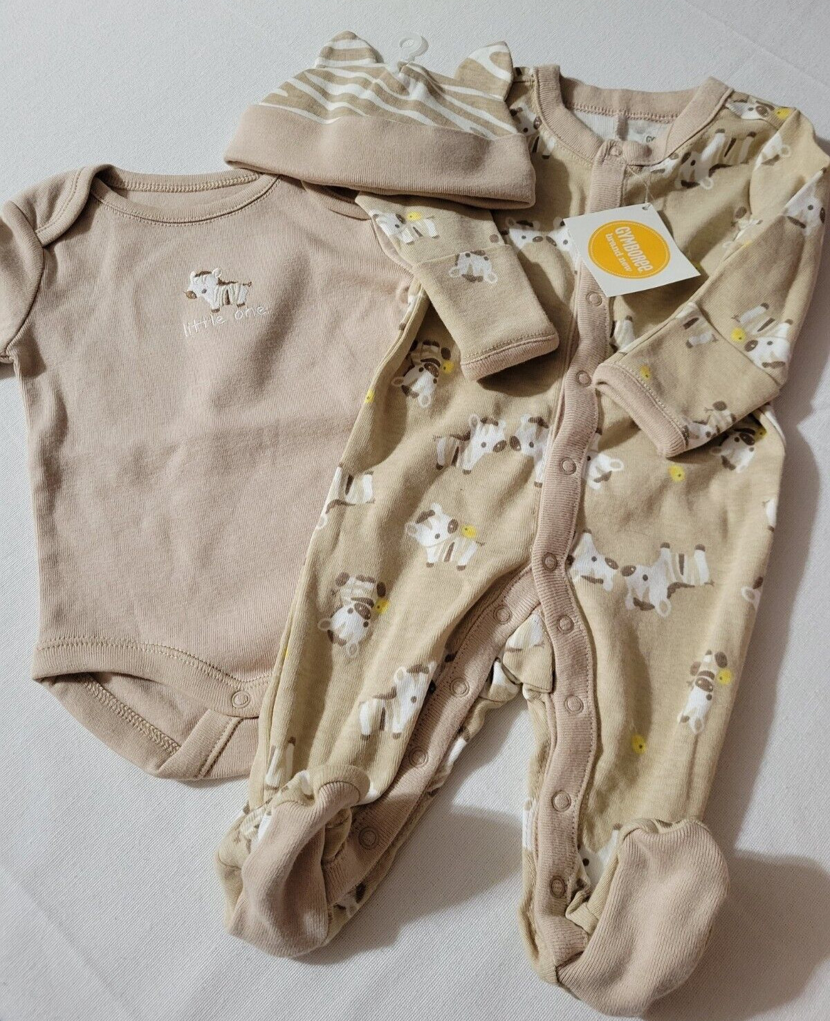 Gymboree Little Zebra 0-3 Month Sleeper Bodysuit & NB Outlet Hat Outfit
