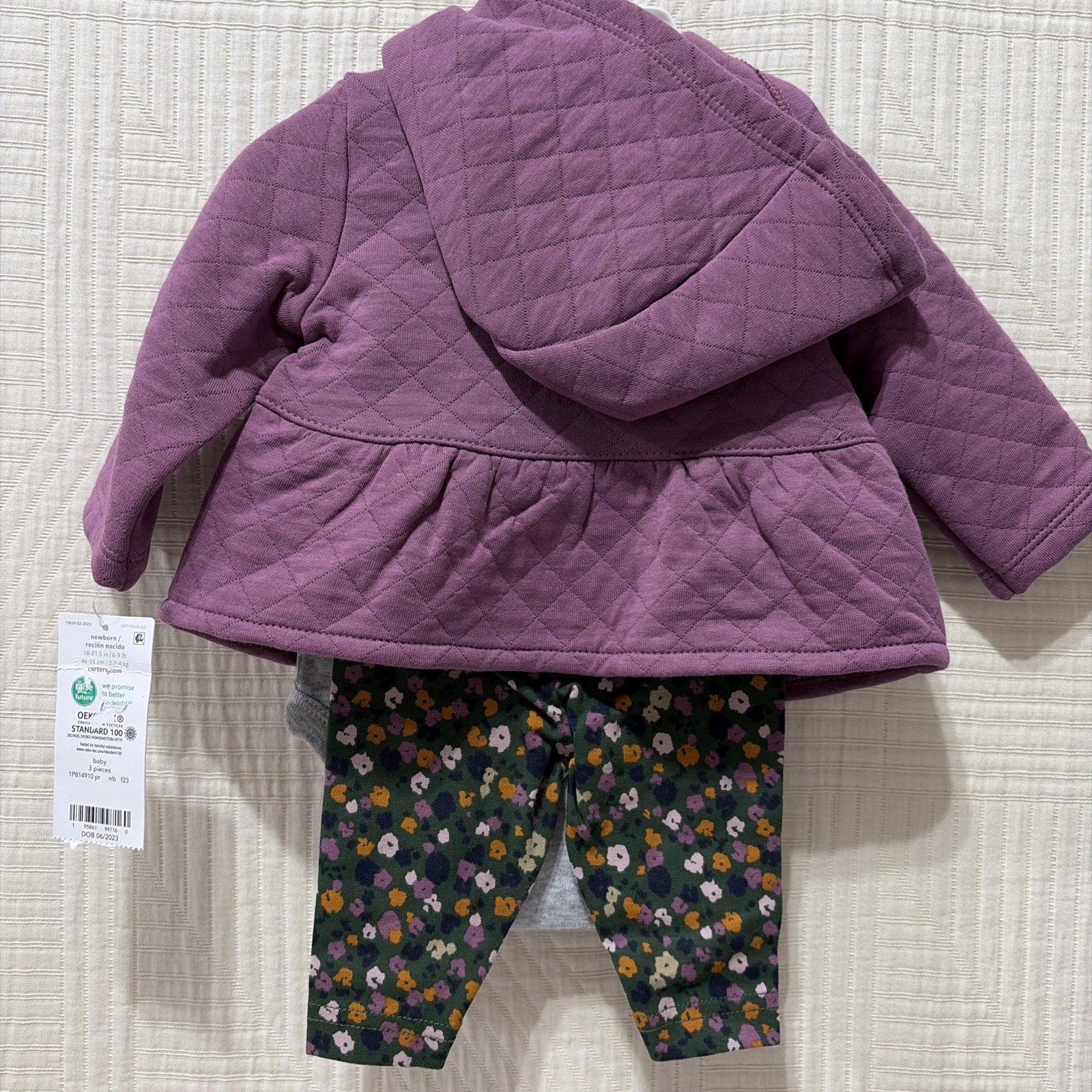Carters Baby Girl Newborn 3 Piece Pant Outfit New