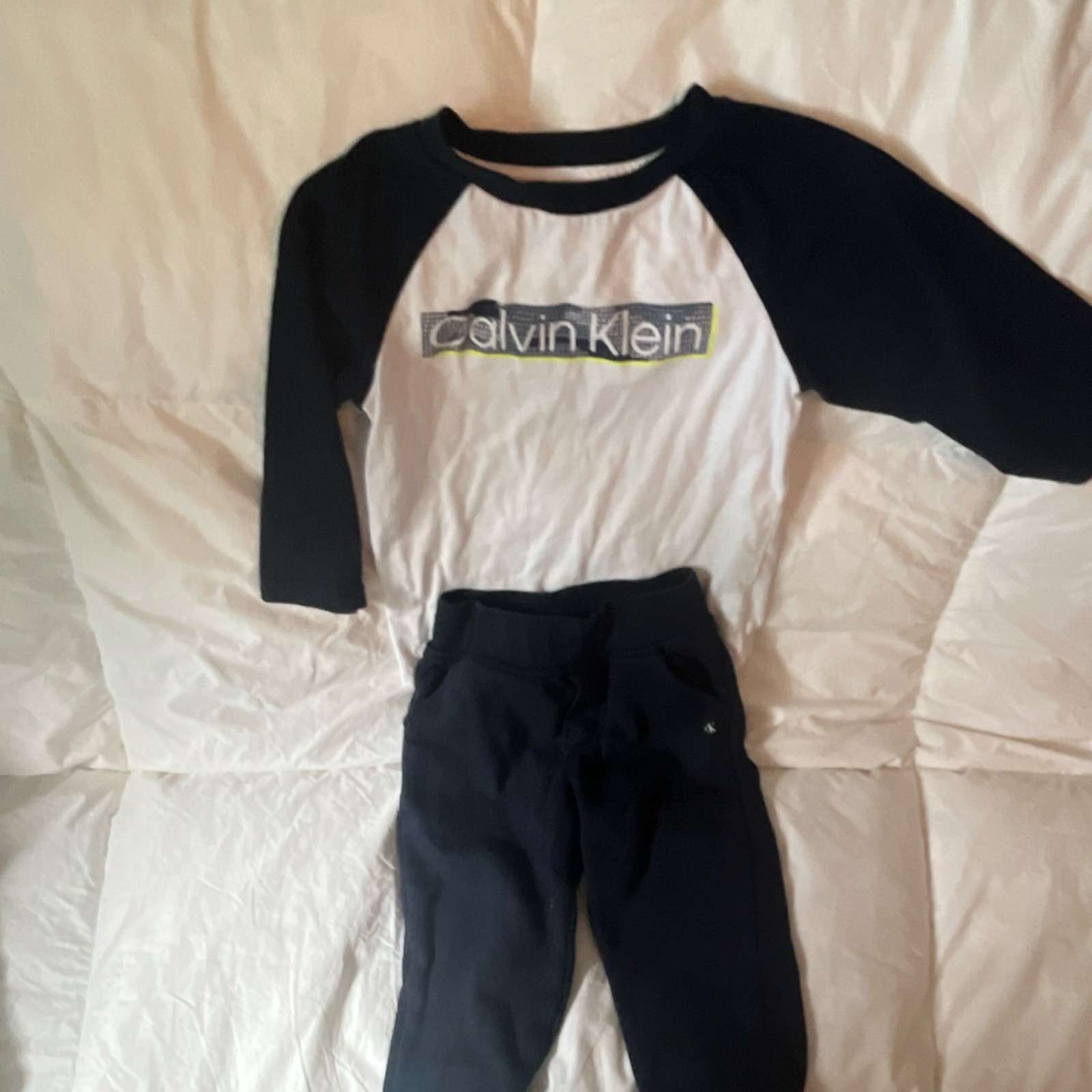 Calvin Klein Jeans 2T Long Sleeve Shirt & Pants Set Black White Casual Outfit