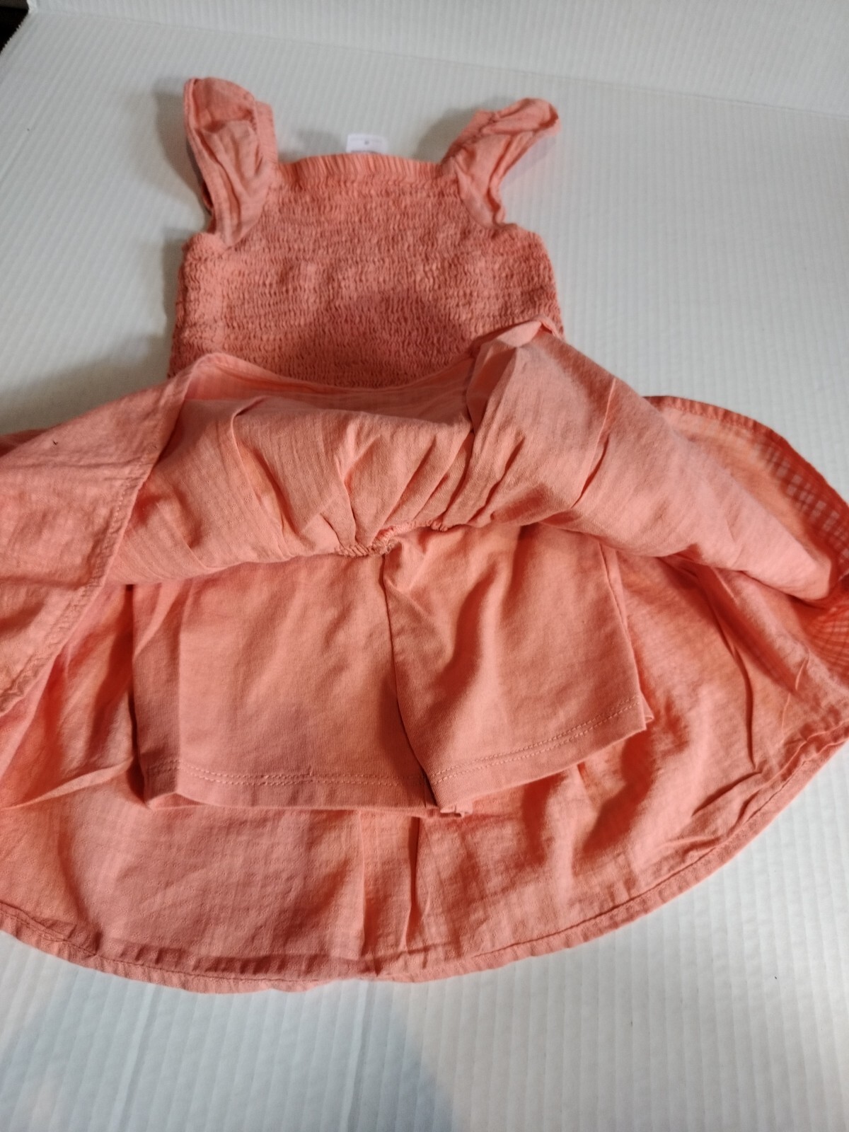 Wonder Nation 2 Pc Skirt Skort Set Girls Size 3T Smocked Orange Square Neck Top
