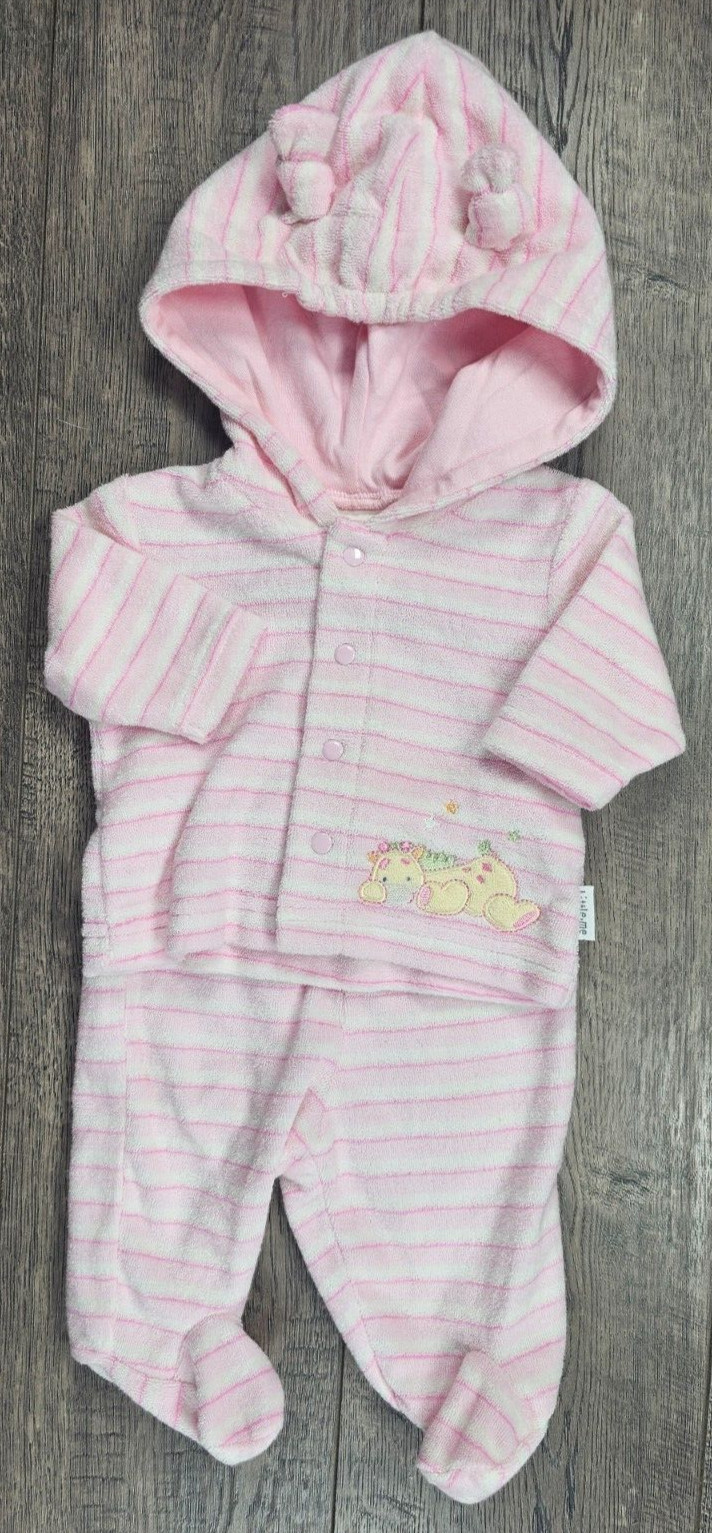 Baby Girl Clothes Little Me Preemie 2pc Terry Cloth Giraffe Footed Outfit
