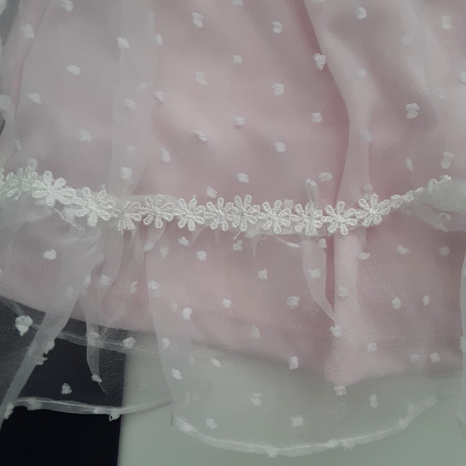 Rare Editions Baby Girls Size 18M Dot Organza Tunic Leggings 2 PC Set Pink Navy