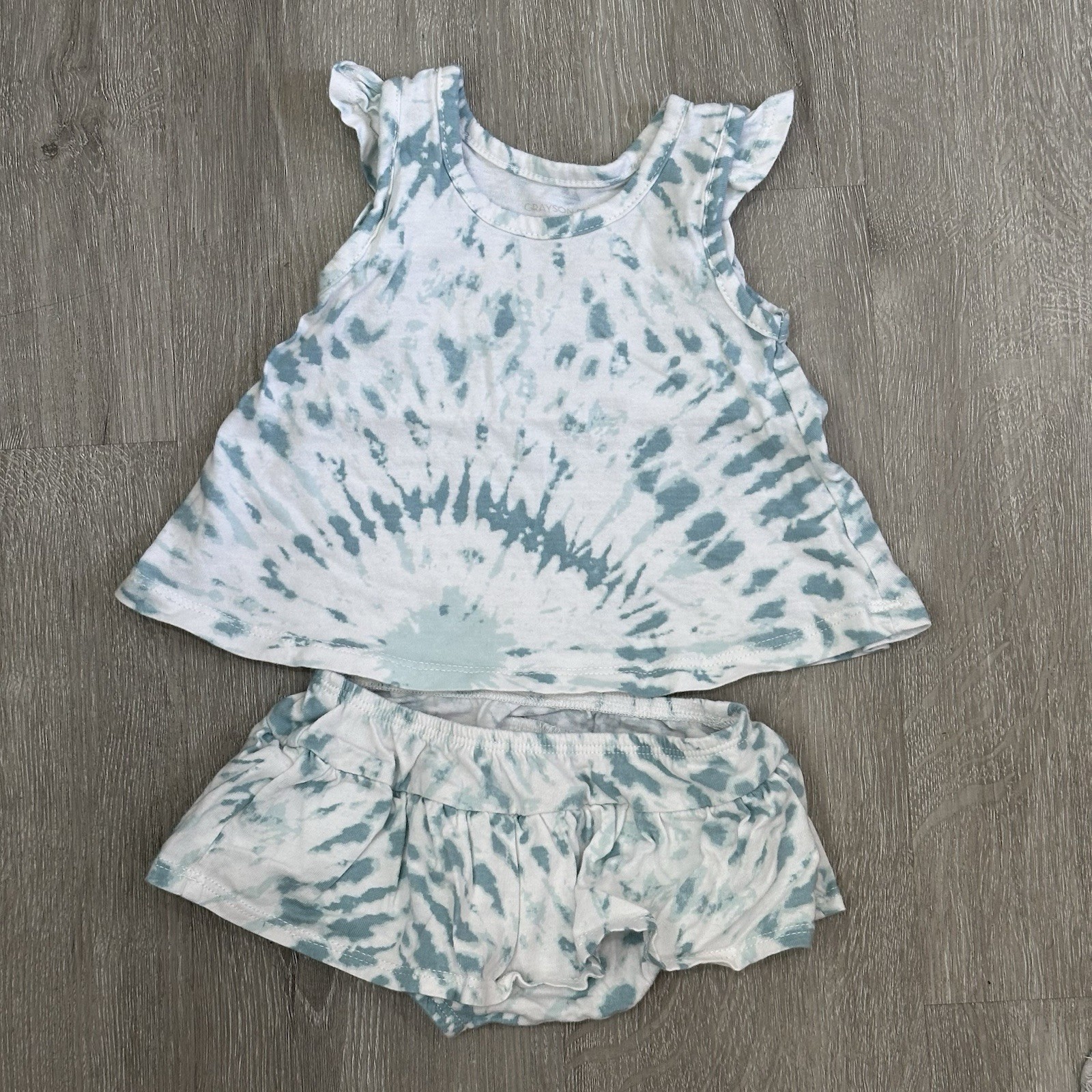 0-3m Baby Girl Outfit Grayson Mini Tie Dye Shirt Diaper Cover Skirt