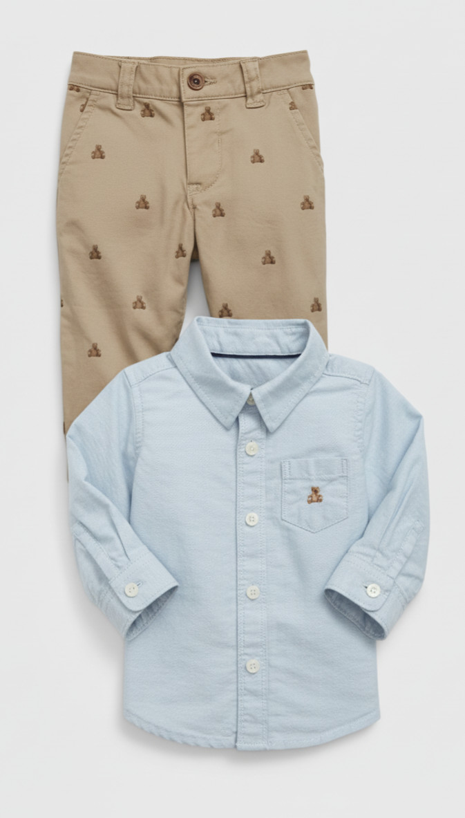 Gap Baby Brannan Bear Outfit Set, Bleach Blue (3-6 months)