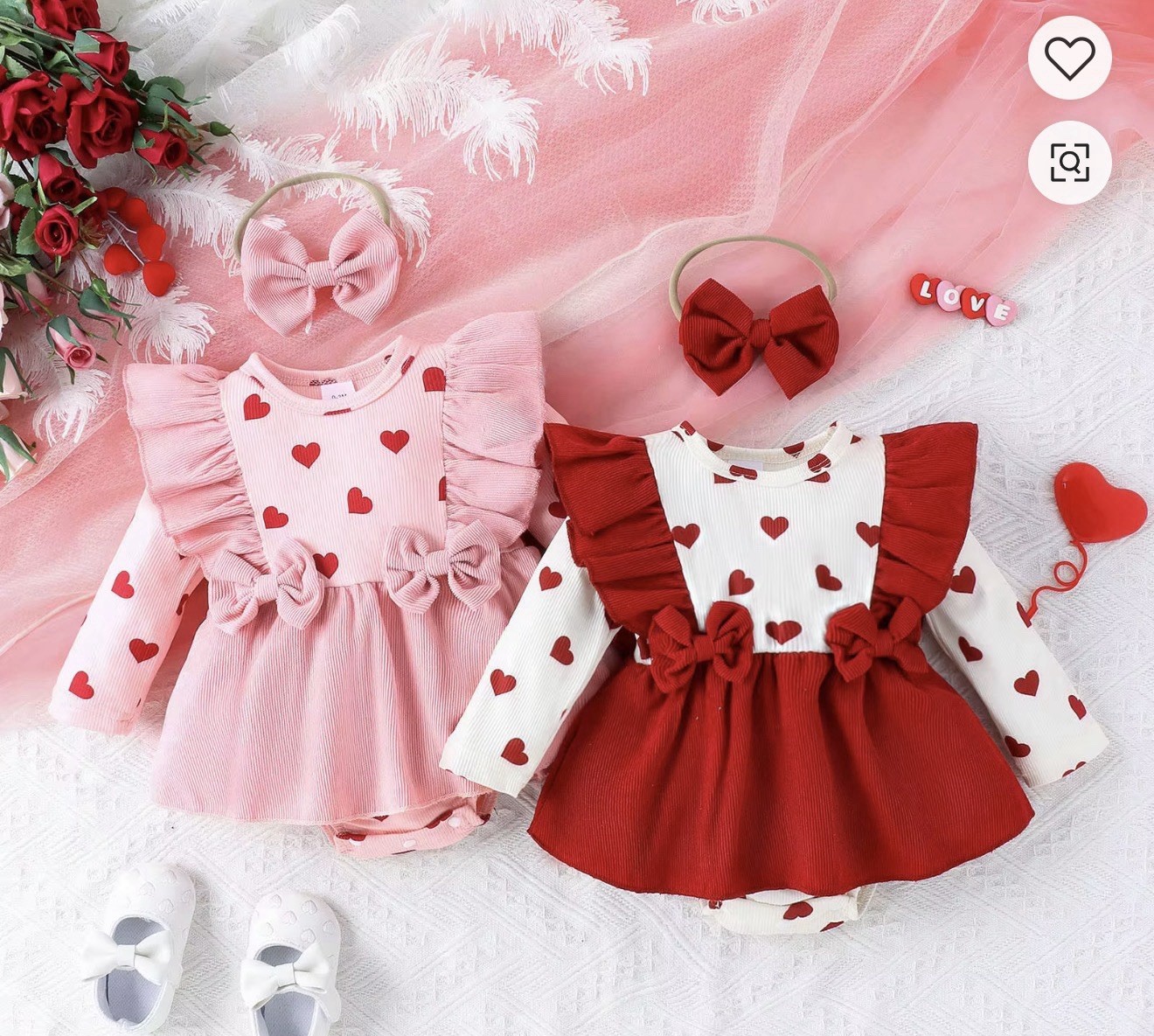 Girls 3-6 Months 2pc Heart Party Dress Set Denim Jacket Tulle Bow Ruffle