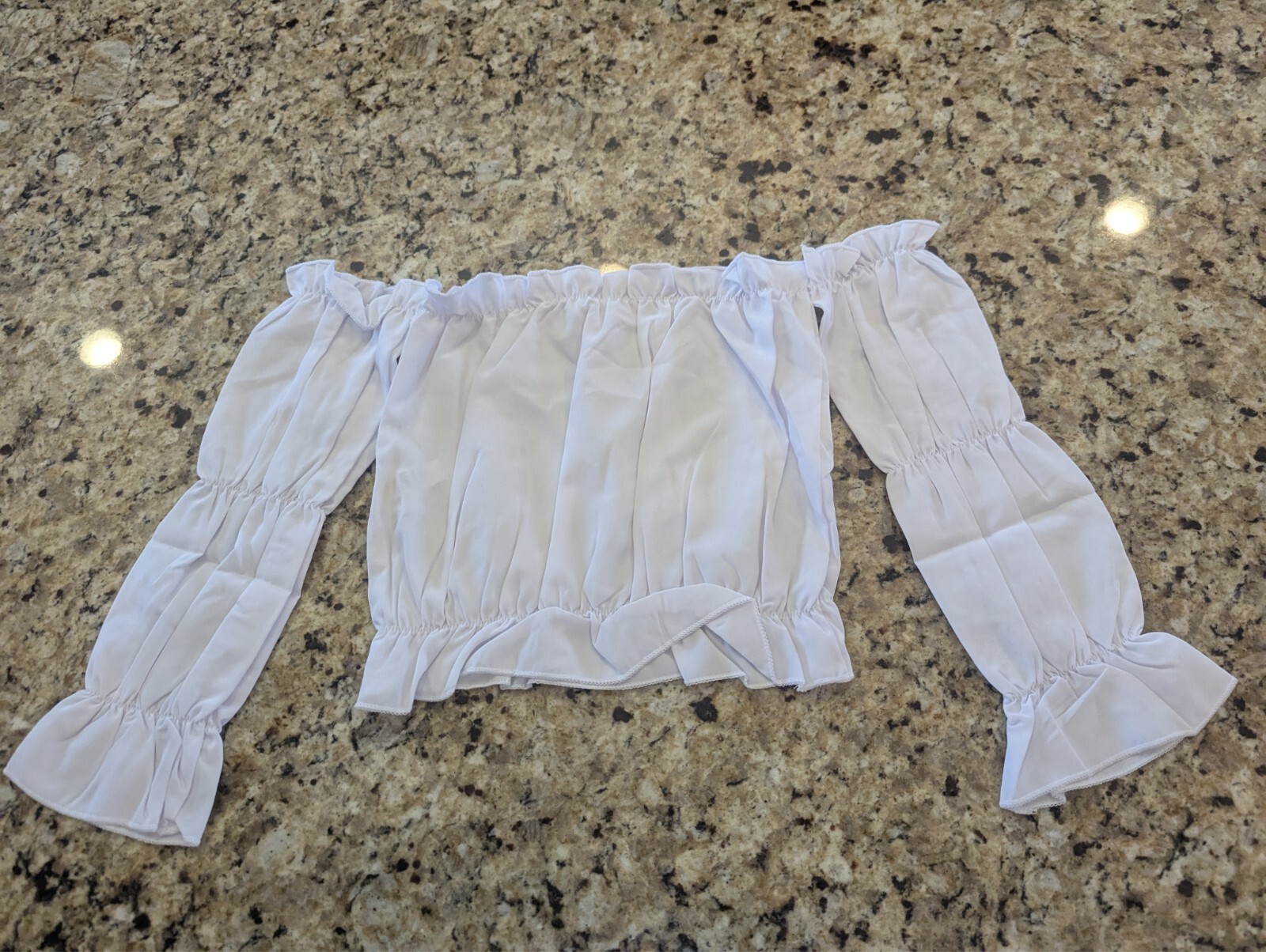 Toddler Girls Ruffle Trim Bardot Blouse & Striped Belted Paper Bag Waist Shorts
