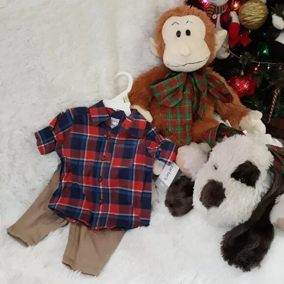 CARTER’S BABY 2pc Button Shirt & Pants, “BABY BOY” (Size 3M) ~ NEW WITH TAGS!!!