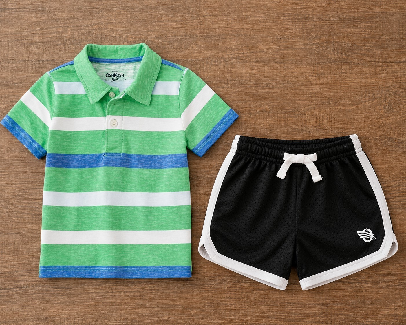 Oshkosh B’gosh Baby Boys’ Striped & Black Mesh Shorts Set 6-9 Months
