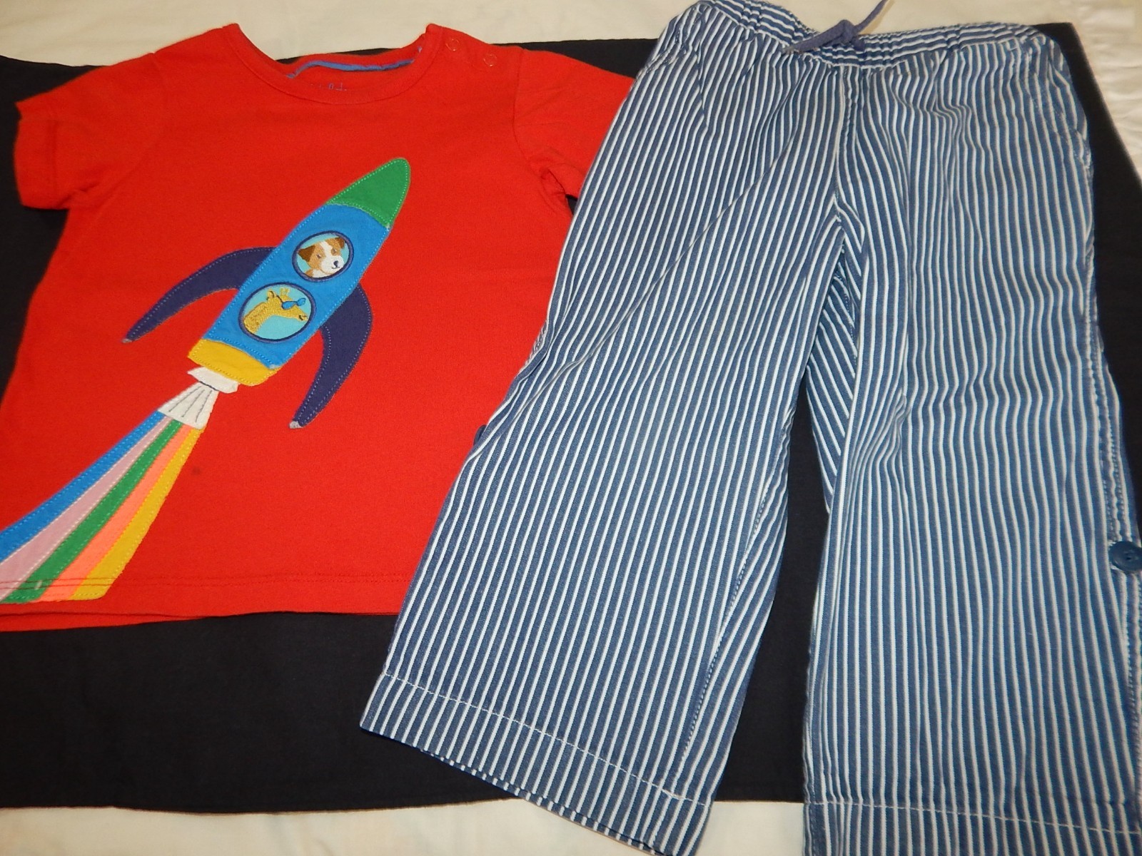Mini Baby Boden Boys 2t 3t Hanna Andersson Rocket Space Shirt Denim Railroad Jea