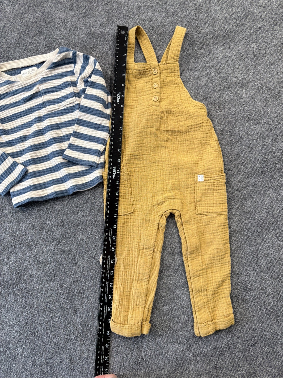 Little Planet By Carters Custard Romper and Striped Shirt Organic Cotton 2t