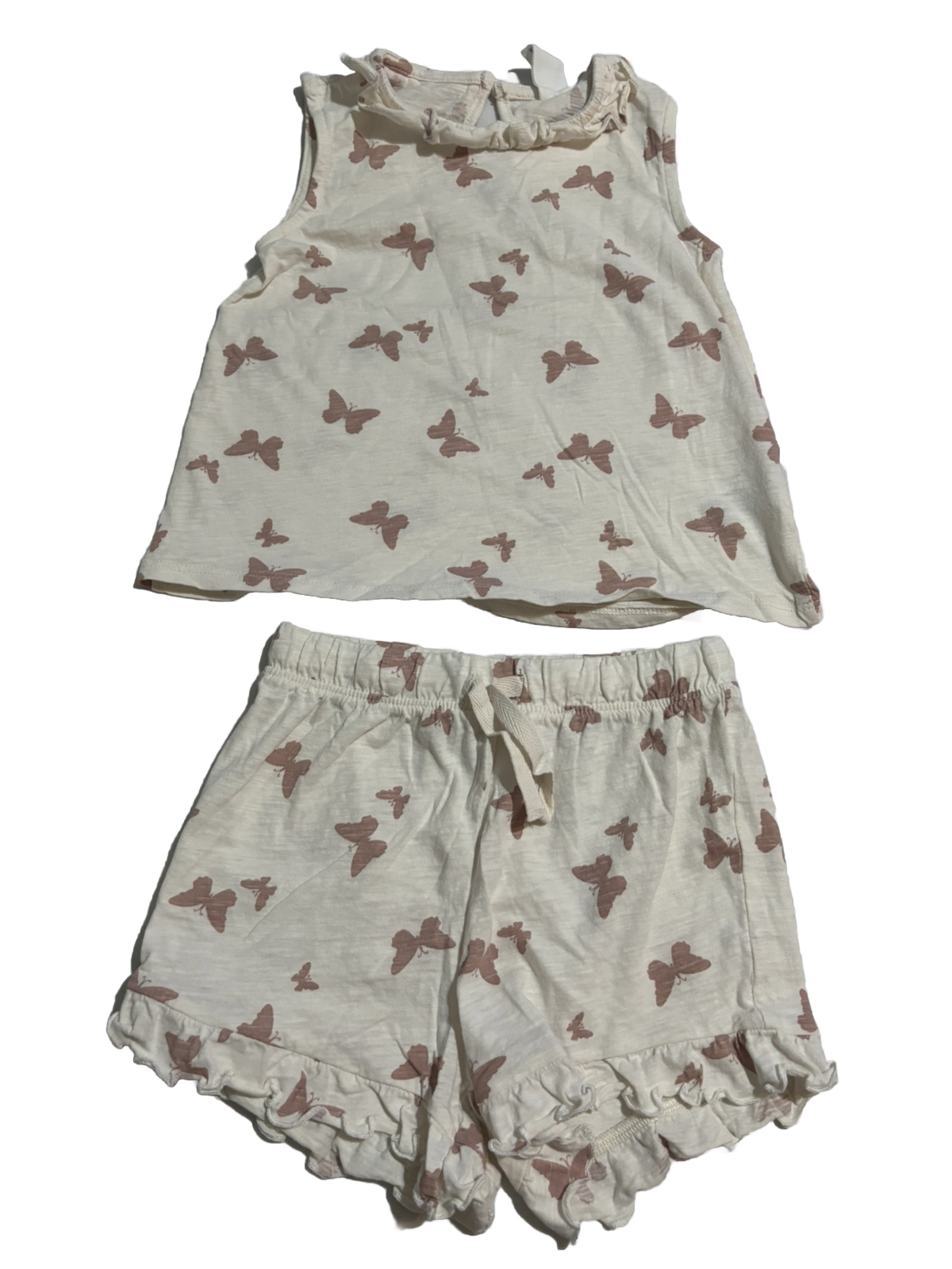 H.M Baby Girl 3T Butterfly Printed 2 Piece Set Good Condition