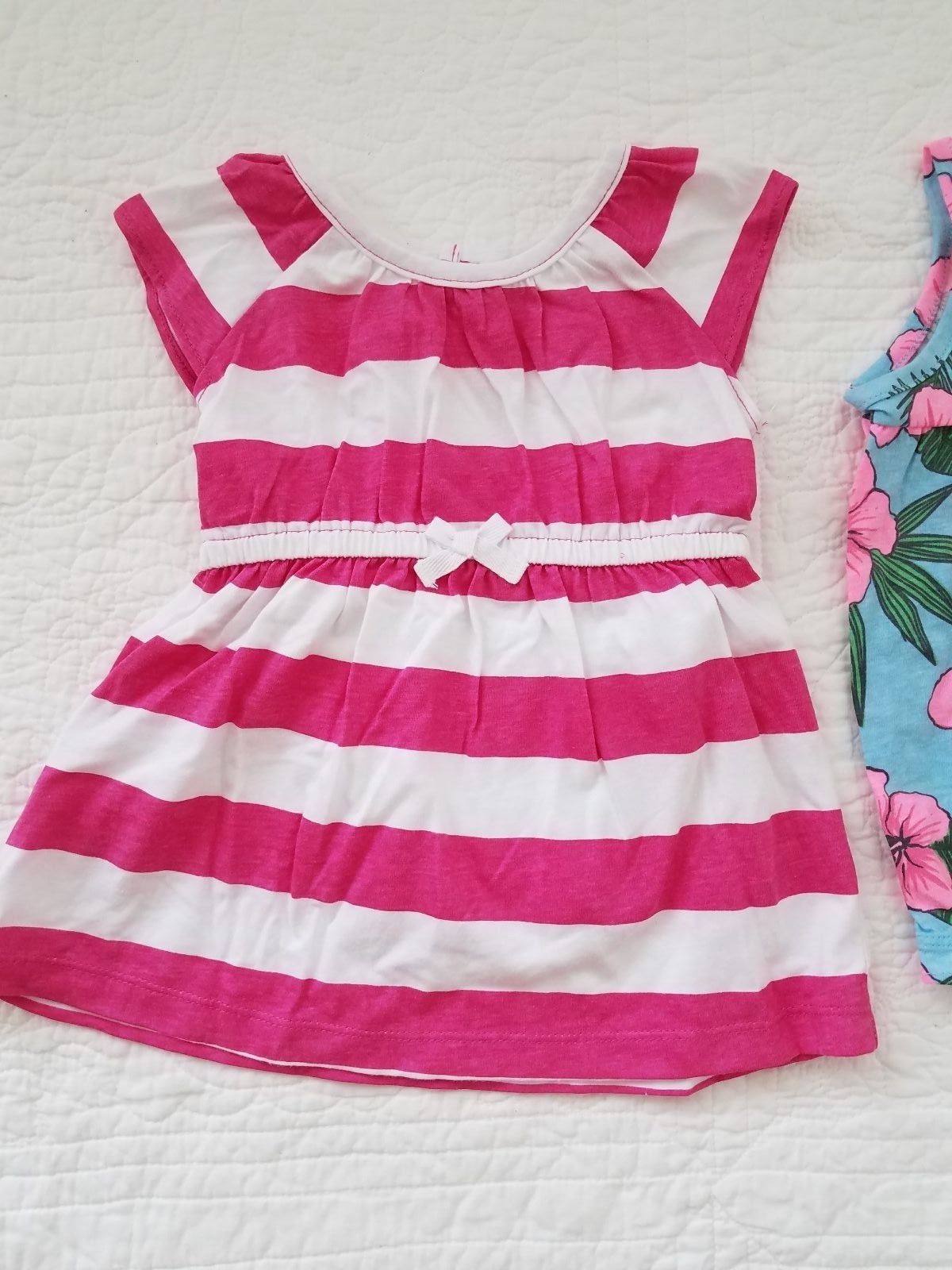 NEW CARTERS BABY GIRLS TWO PACK PINK DRESS BLUE ROMPER SZ 3M,6M,9M,12M,18M