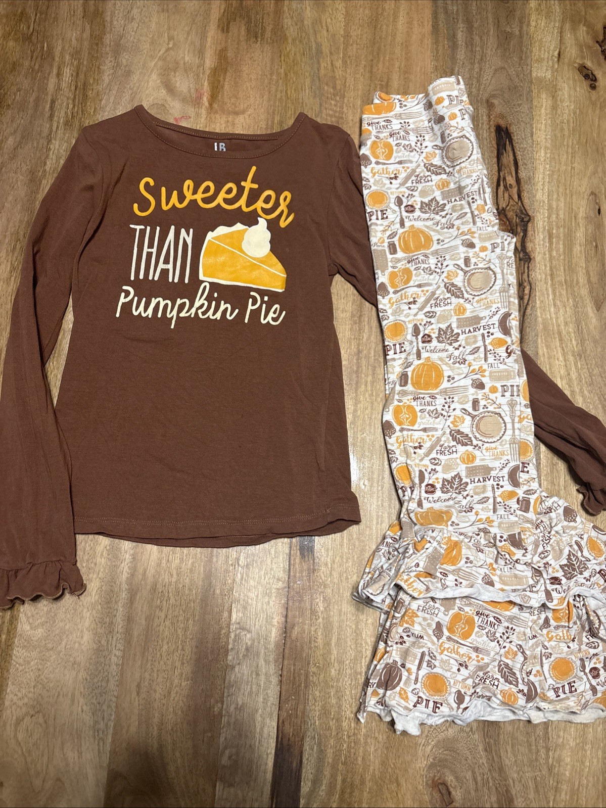 Girls Unique Baby Shop Fall Thanksgiving Long Sleeve Outfit Size 9 ￼