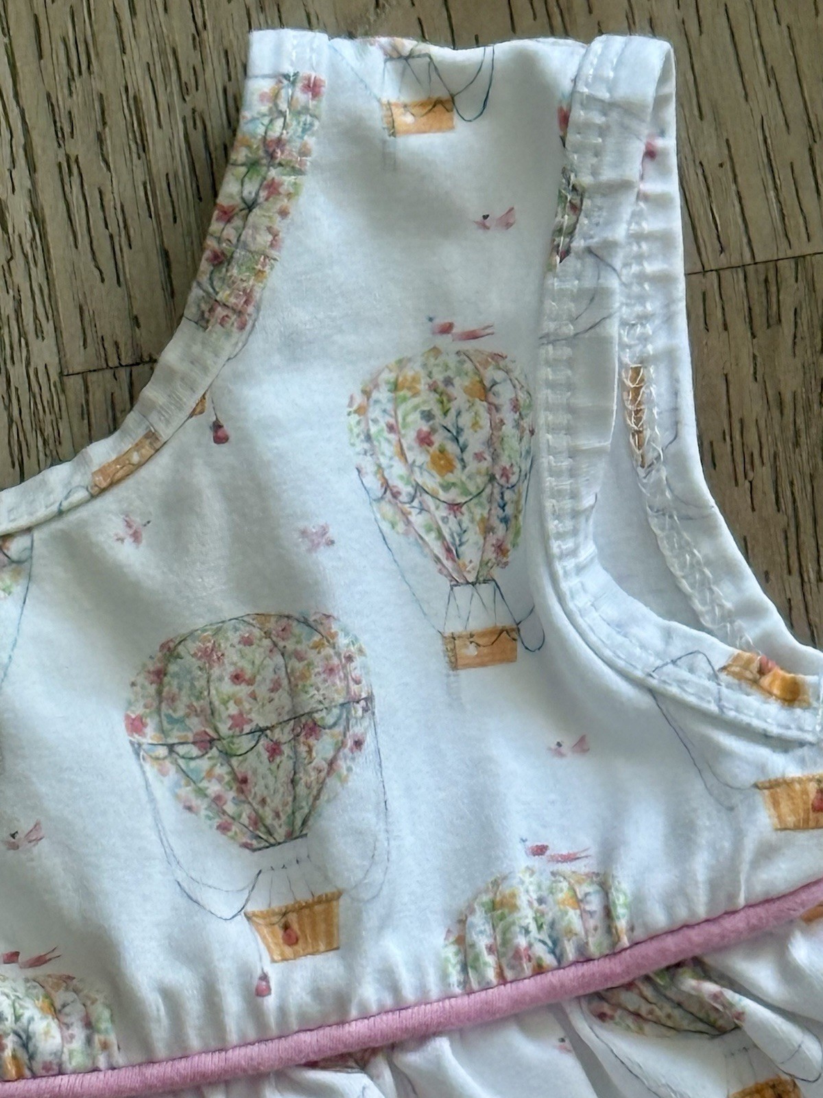 Stitchy Fish Swing Top & Bloomers Set Pink Hot Air Balloons Baby Girl Size 6m