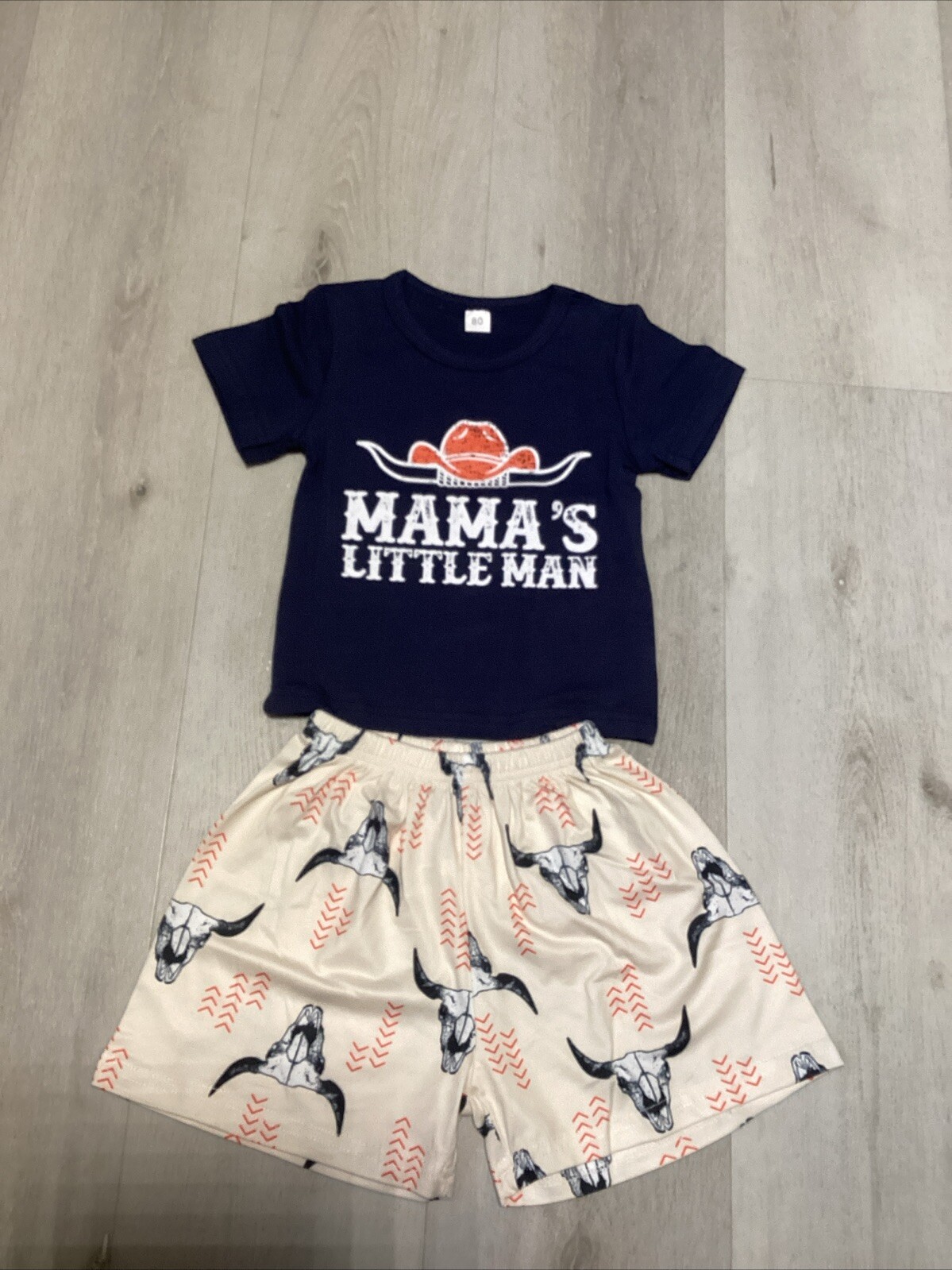 Mama’s Little Man Infant Boys Summer Outfit. New