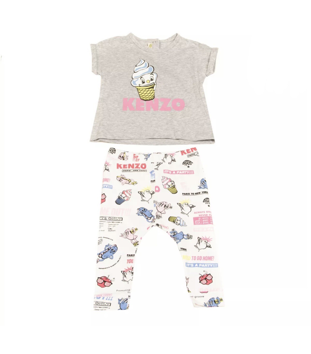 KENZO KIDS T-Shirt Top & Leggings Set With “Food Party” Pattern & Logo 6M / 68CM