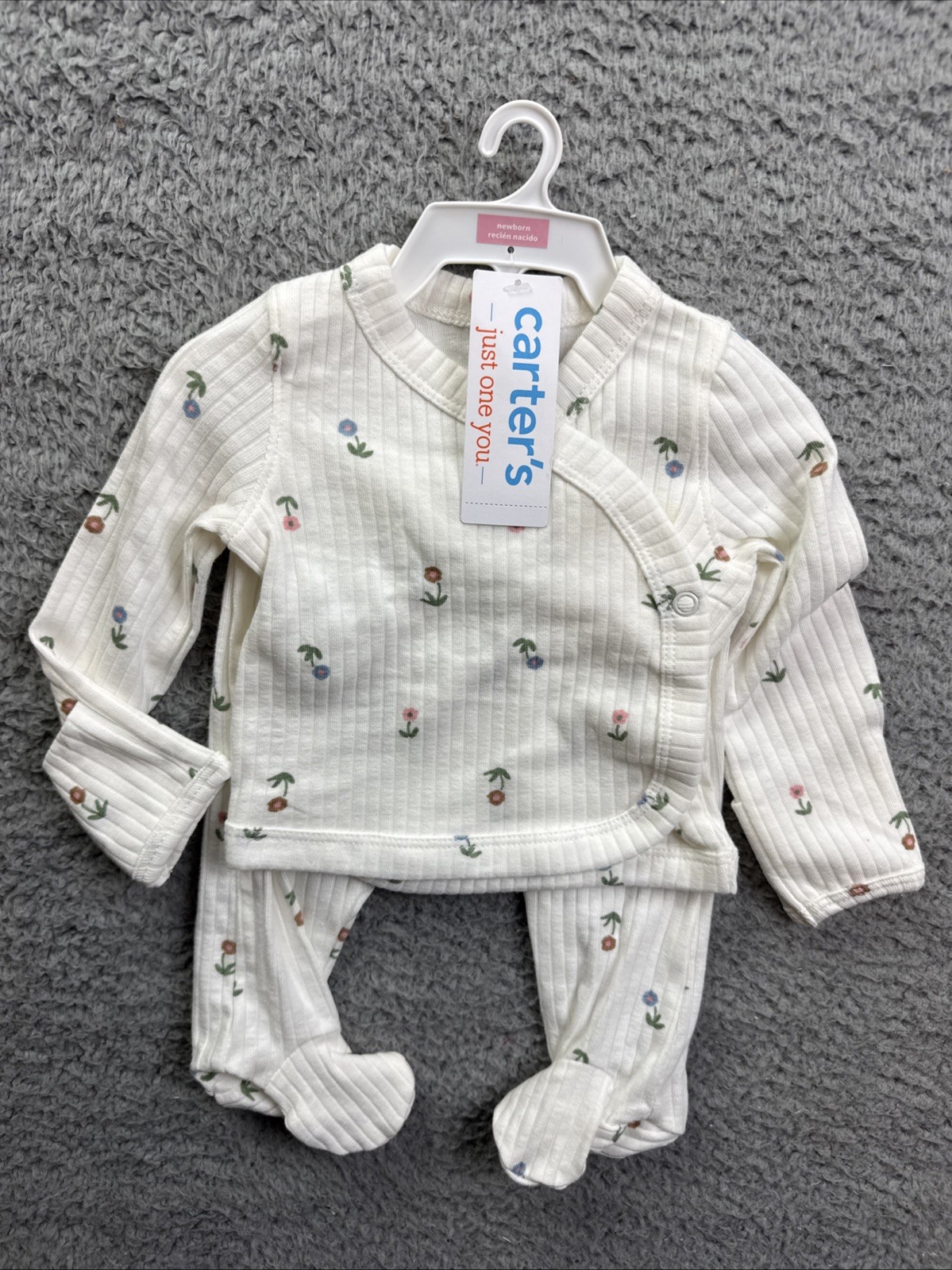 Carter’s Just One You Baby Girls Size Newborn Ivory Floral Cardigan Set 2pc