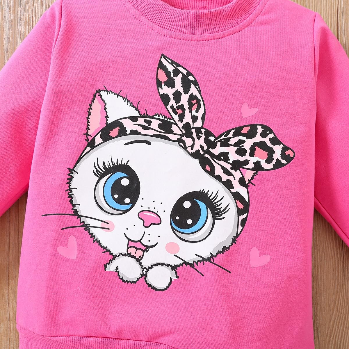 Girls Clothing Set Kitten Cat Long Sleeve Top Leopard Paw Prints Leggings Fal…