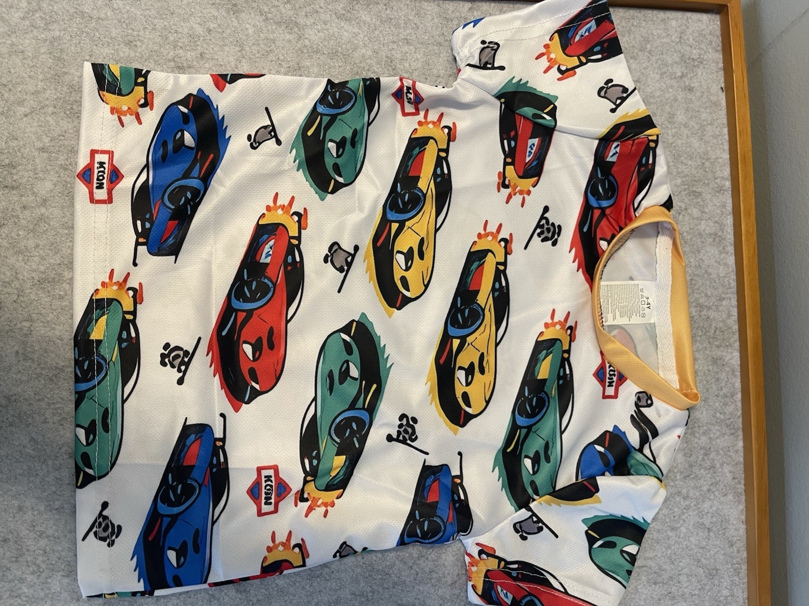 Boys 2-Piece Cars Print Outfit Set Mesh Short Sleeve T-Shirt Yellow Shorts 3-4Y