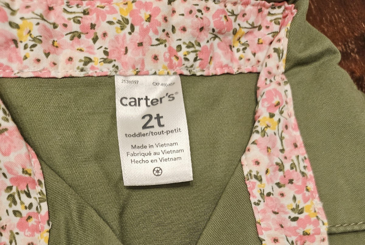 Carter’s Girls 2T 2Pc Outfit Olive Shirt Jacket & Floral Butterfly Jeans NWT