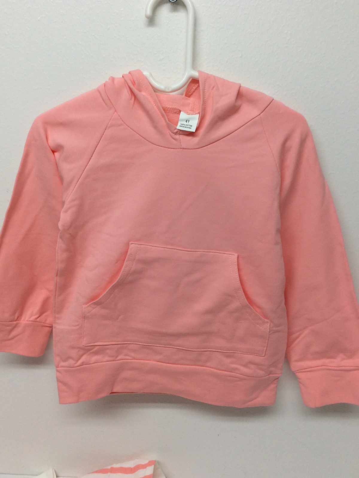 Unbranded Girl Outfit Pink Hoodie Top and Striped Leggings 2pcs Set Size 4Y