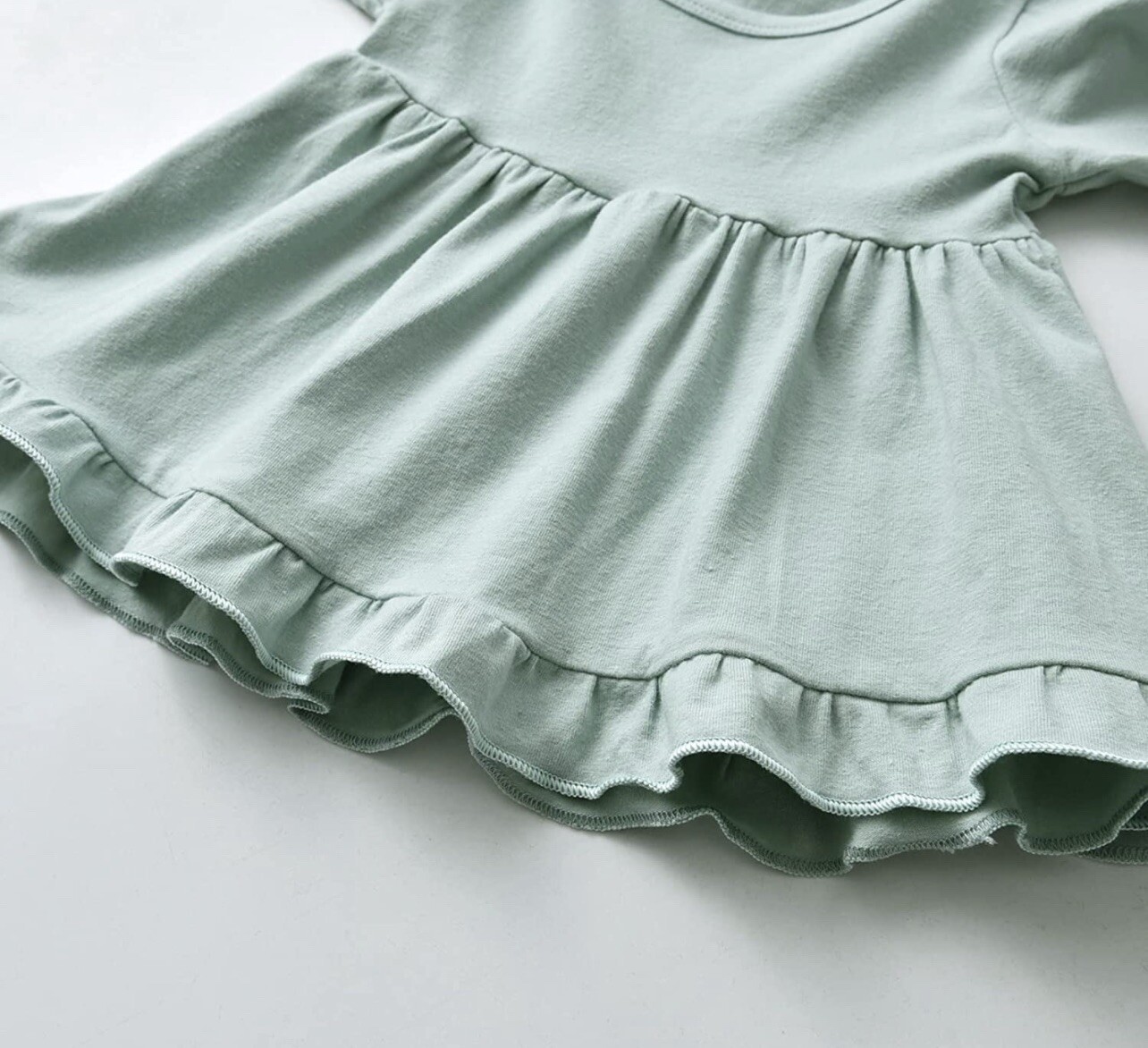 Toddler Baby Girl Clothes Solid Color Long Sleeve Ruffle Tops Flower Size 4-5y