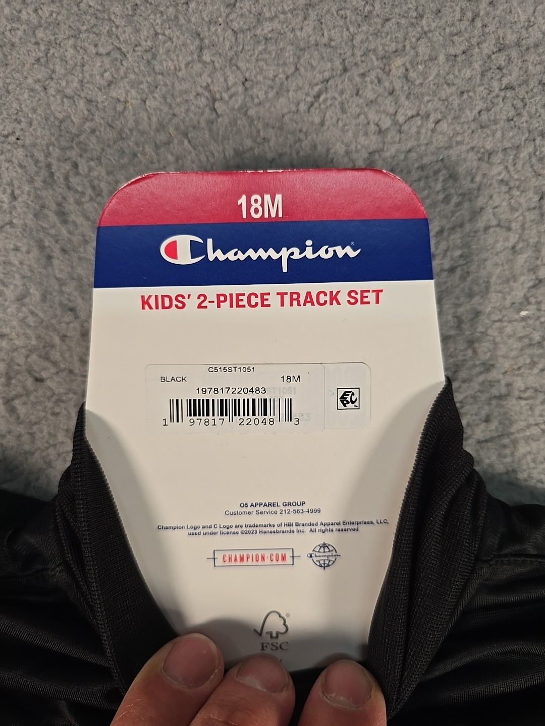 Champion Toddler Boys 2-Piece Active Track Set Size 18 Months Black
