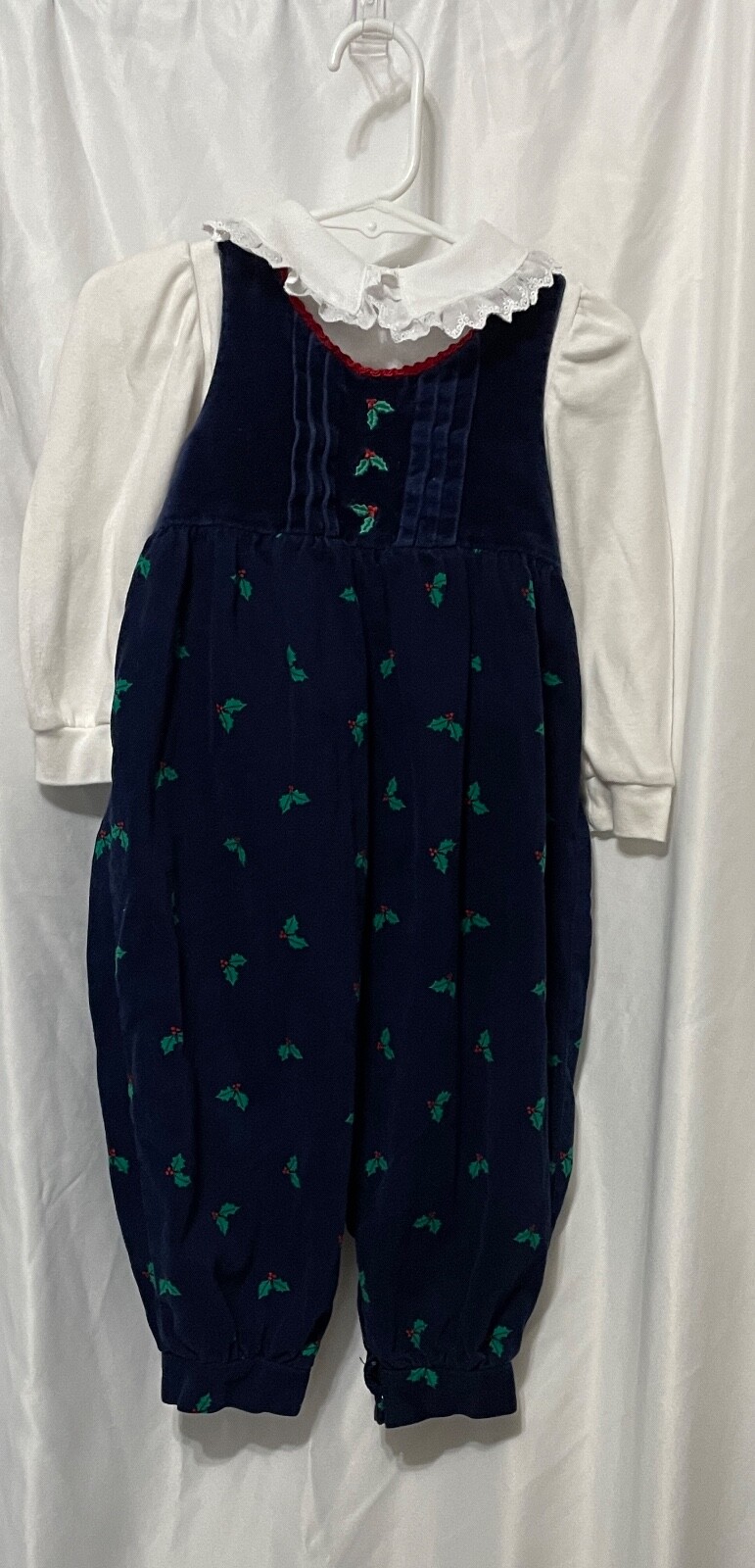 heartstrings baby 2 piece set romper body suit blue Christmas embroidered 24mths