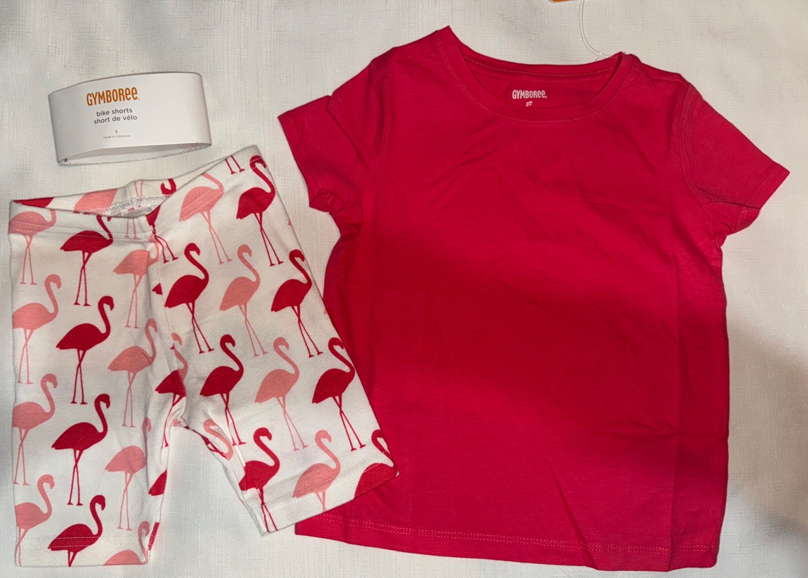 Gymboree Girls Size 3 3T Salmon Pink T-shirt Flamingo Print Shorts New/Tags