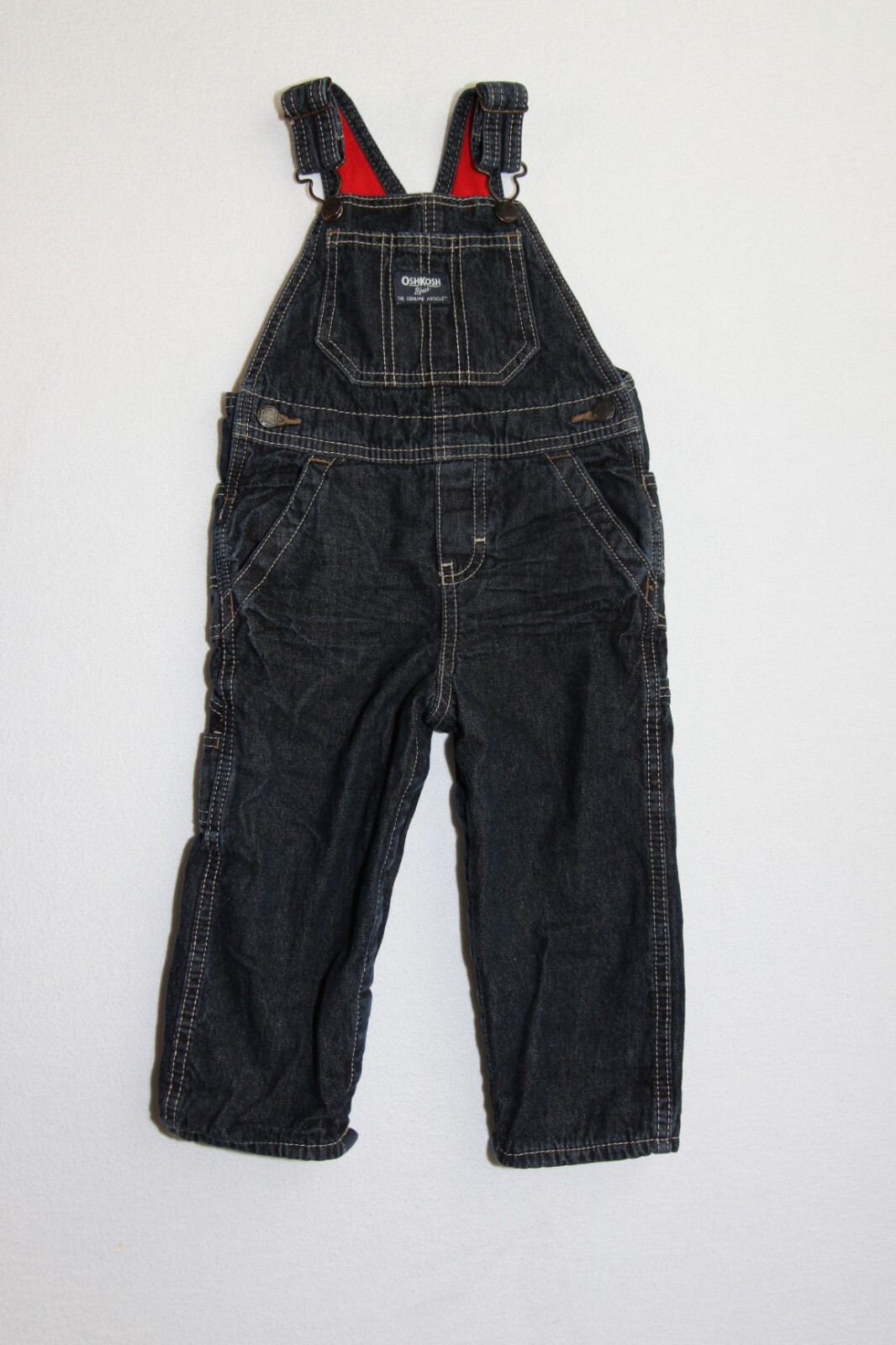 OshKosh B’Gosh Infant Toddler Size 24M Blue Denim Fleece Lined Overalls