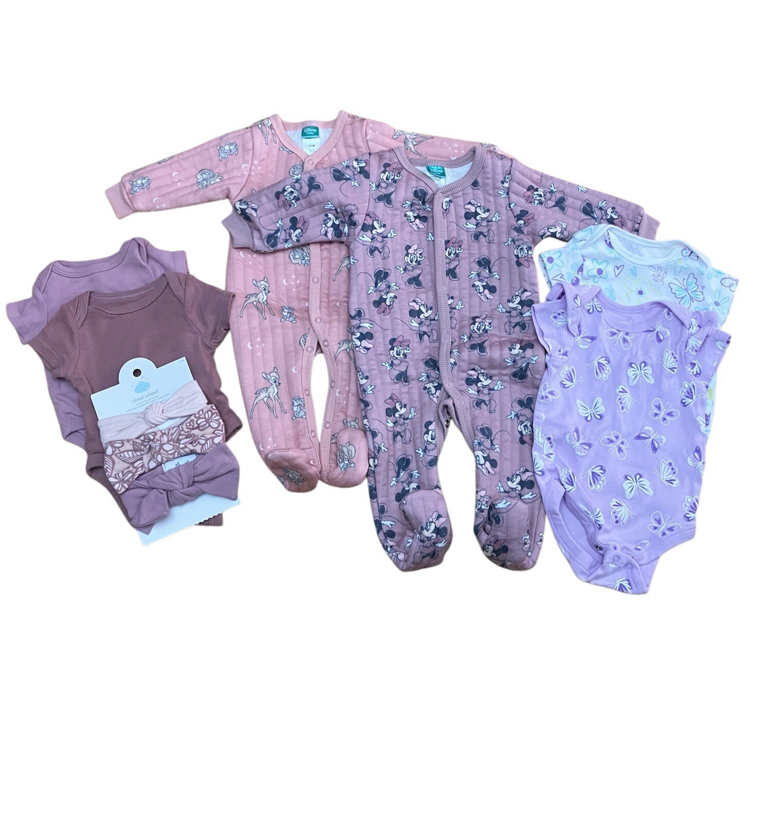 Infant Girl Bundle- Disney Baby, Cloud Island, Member’s Mark New And Barely Worn