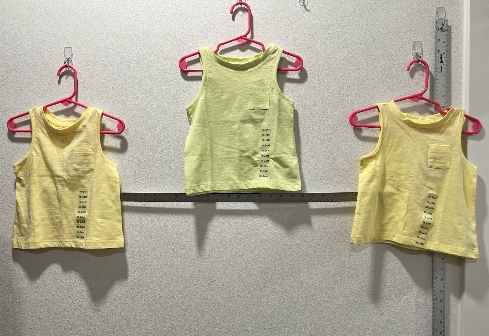 Lot Of 3 NWT Baby Girls 18-24 Months DIP Tank Tops Yellow Lime Pocket Summer NEW