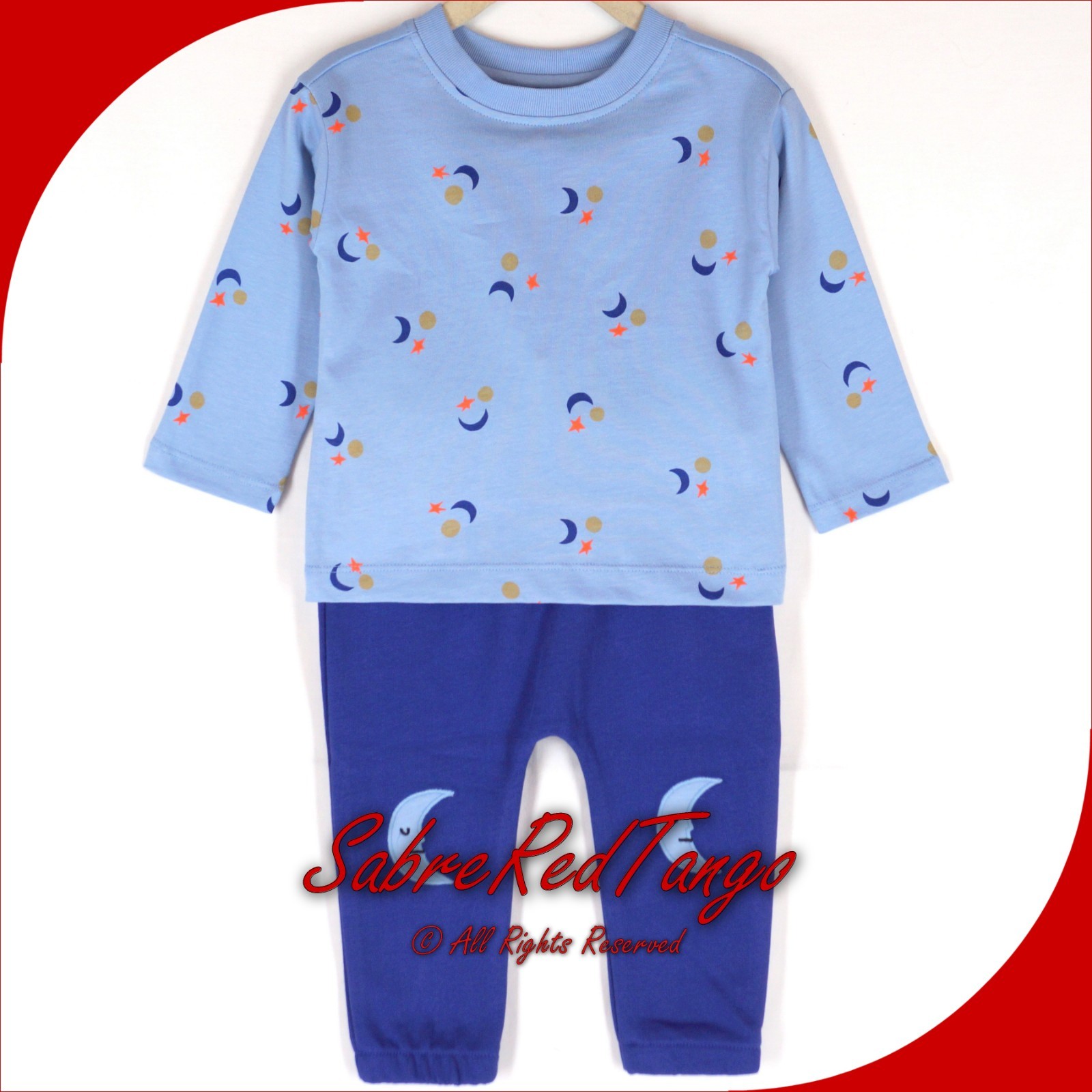 NWT HANNA ANDERSSON BABY T-SHIRT FRENCH TERRY PANTS SET SUN MOON STAR 85 2T 2