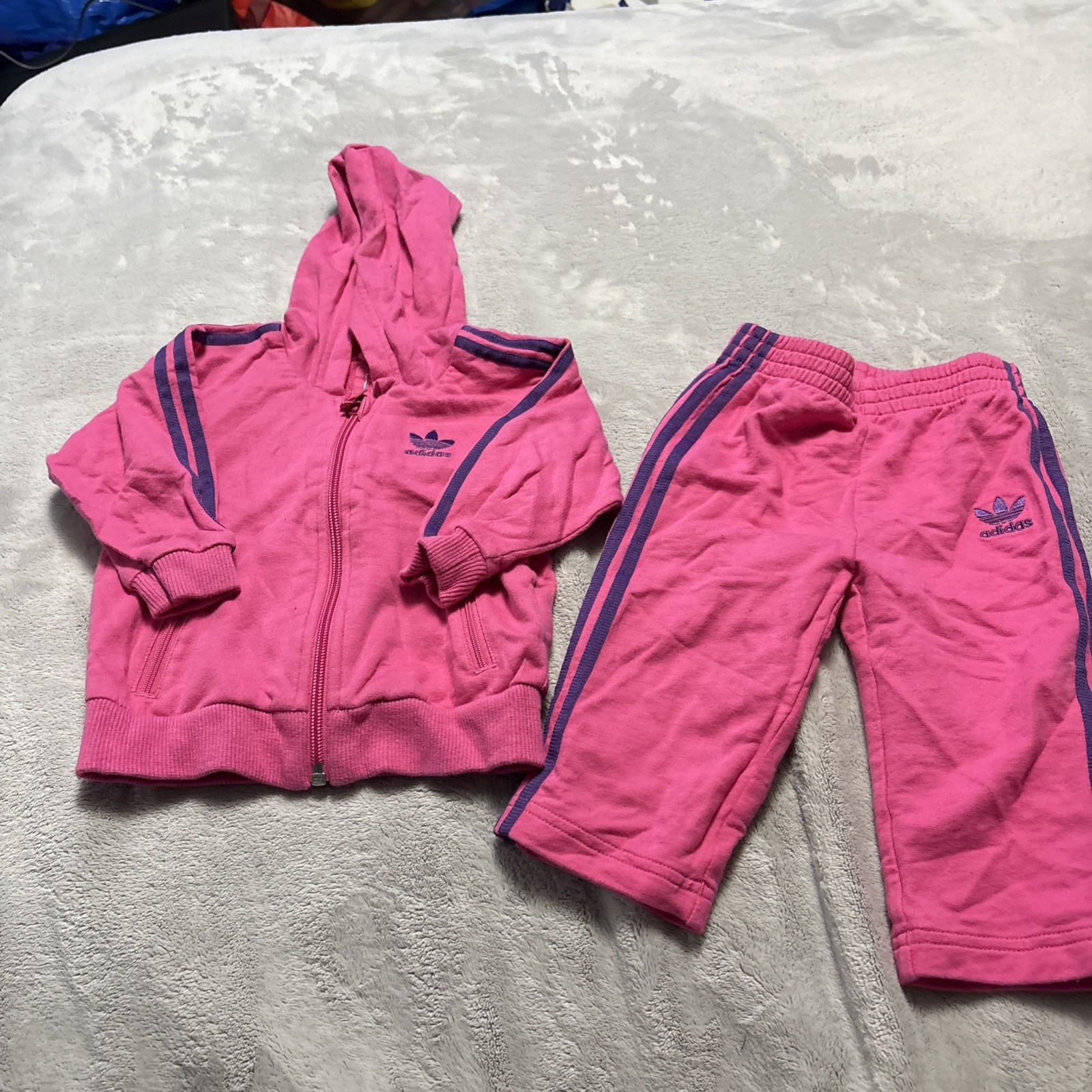ADIDAS Baby 2 PIECE SET JACKET AND PANTS Pink Purple 12 Months