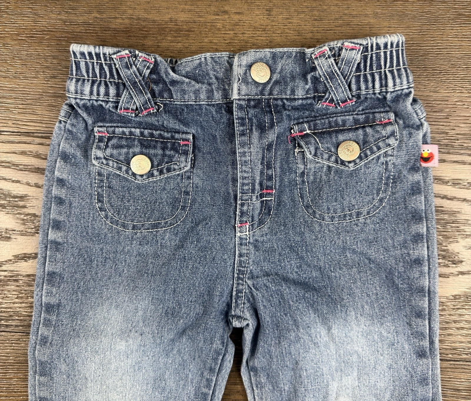Elmo Sesame Street By Nannette Y2K Girls Floral Denim Jeans Light Wash Size 3T