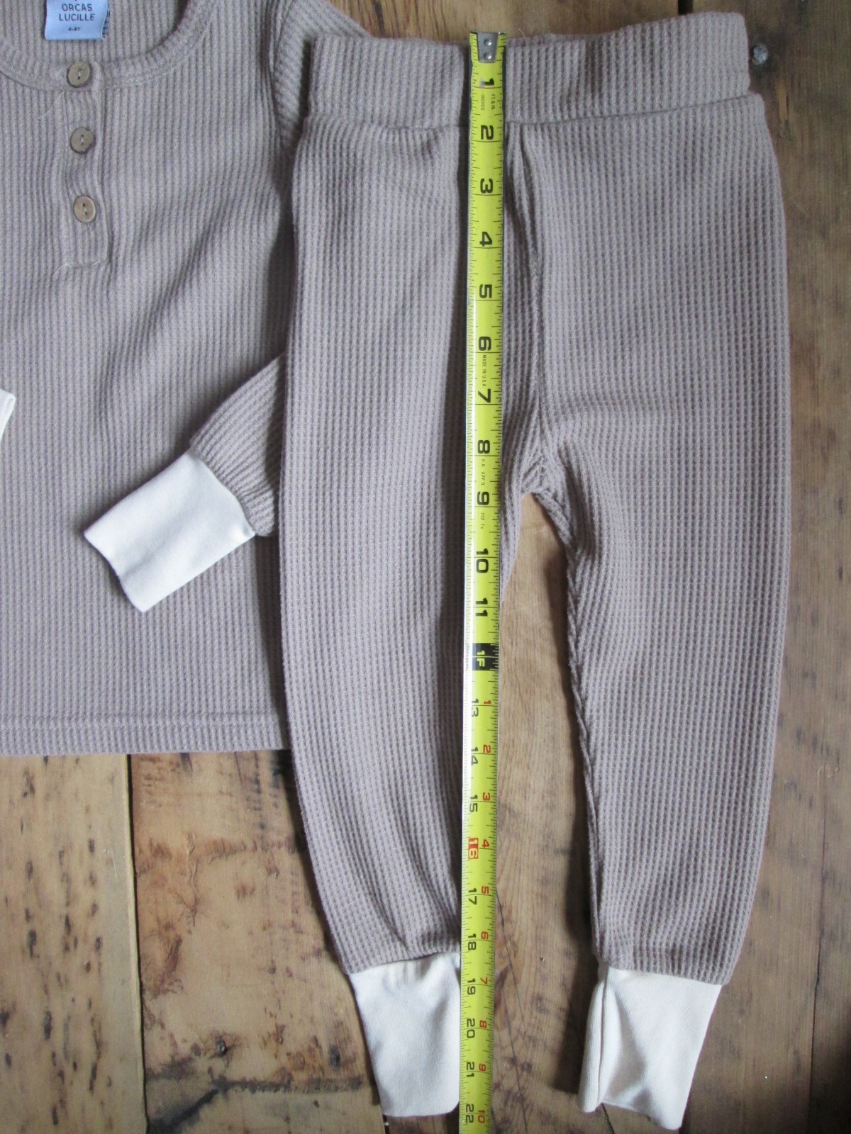 Orcas Lucille Set 4-5Y ( Fits like 3T ) Waffle Knit Shirt Pants Thermal Boutique