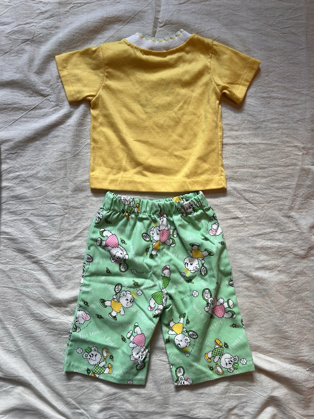 True Vintage Paper Tag Tennis Bear Tee Shirt Pant Matching Set 9M Baby USA