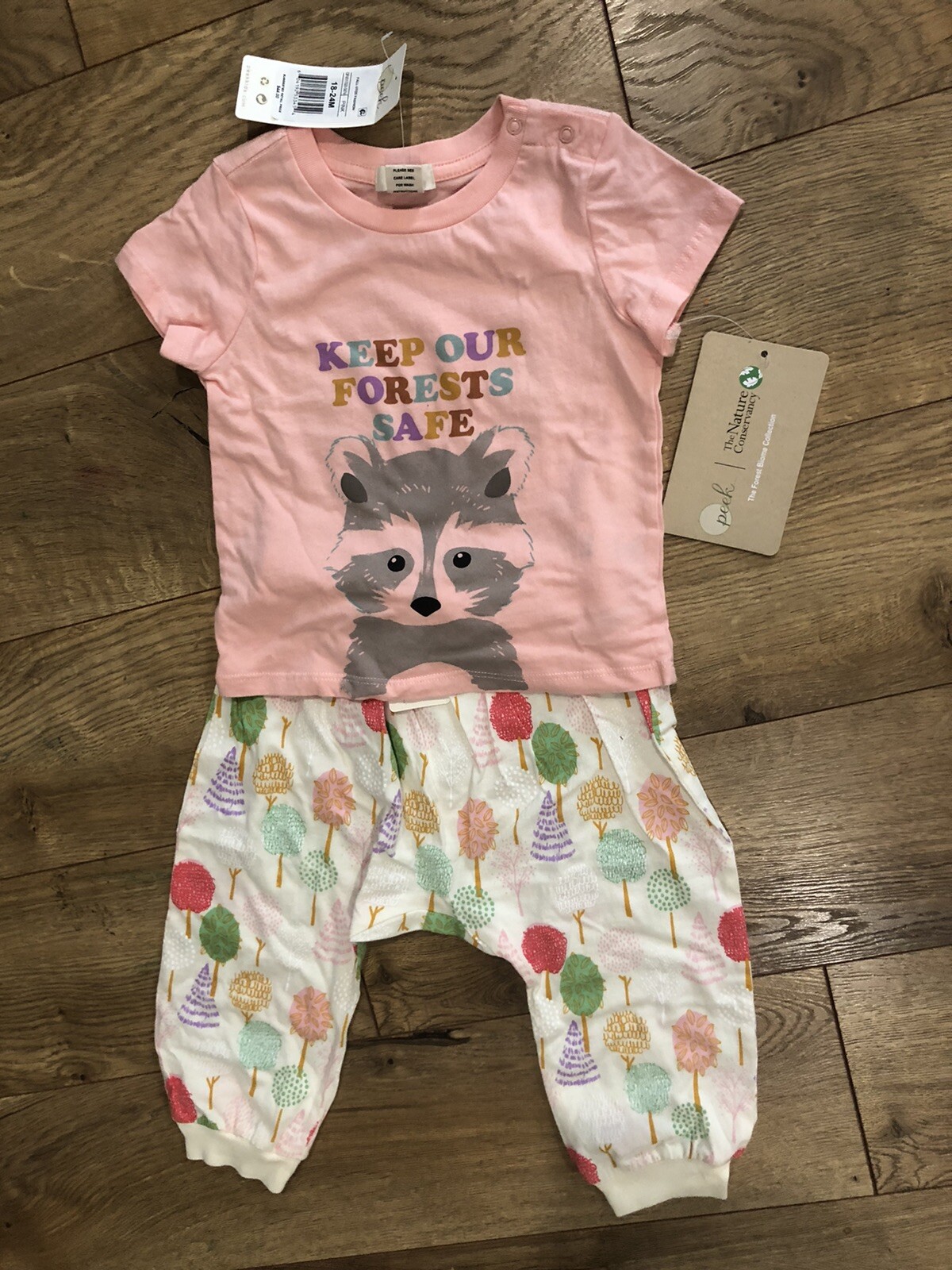 $44 NEW PEEK NATURE CONSERVANCY JOGGER AND SHIRT SET RACCOON SZ 18-24 m toddler