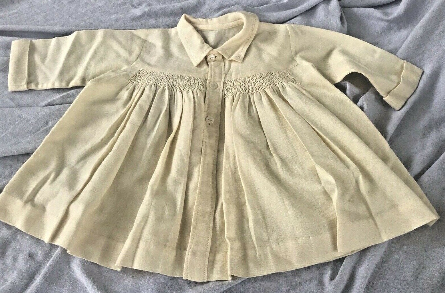Vintage Baby Coat Jacket Embroidered Cotton Flannel Fabric 3 Button Down
