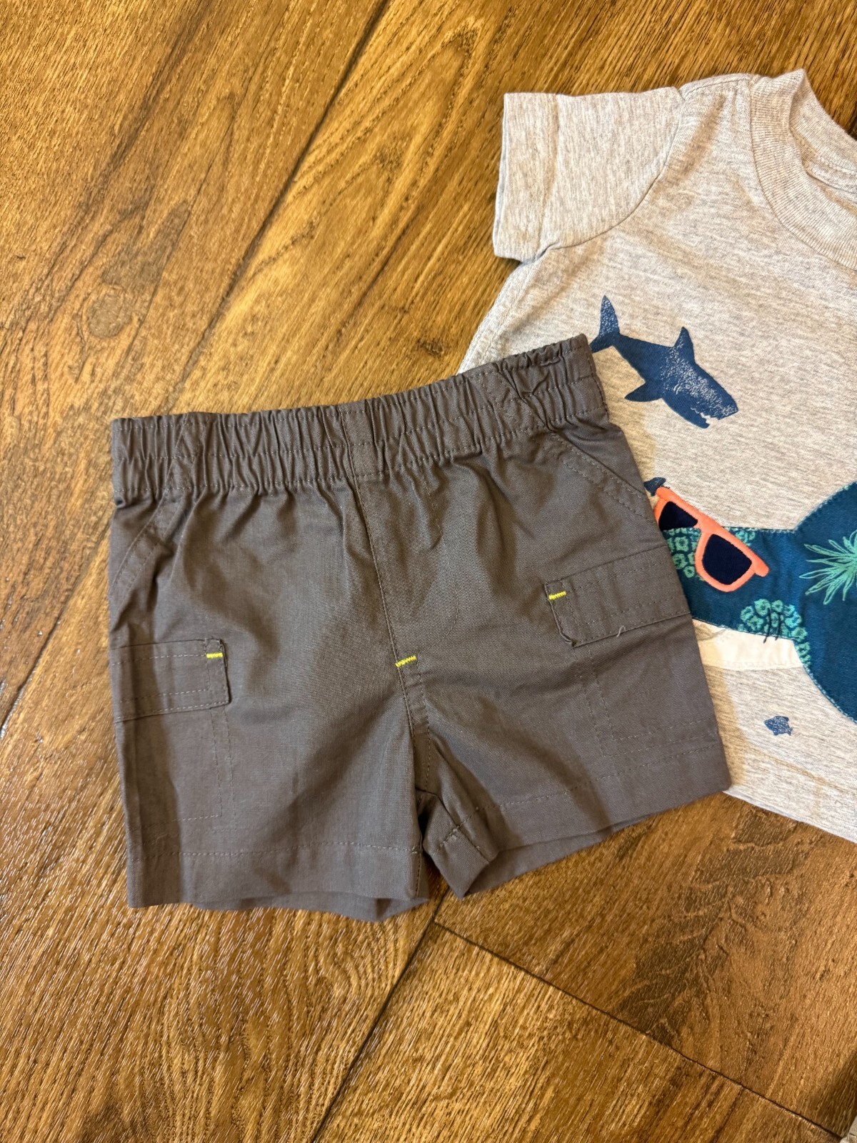 Baby Boy 3 Months Summer Clothes Lot Outfits Shark Navy Brown Gray Shorts Shirts