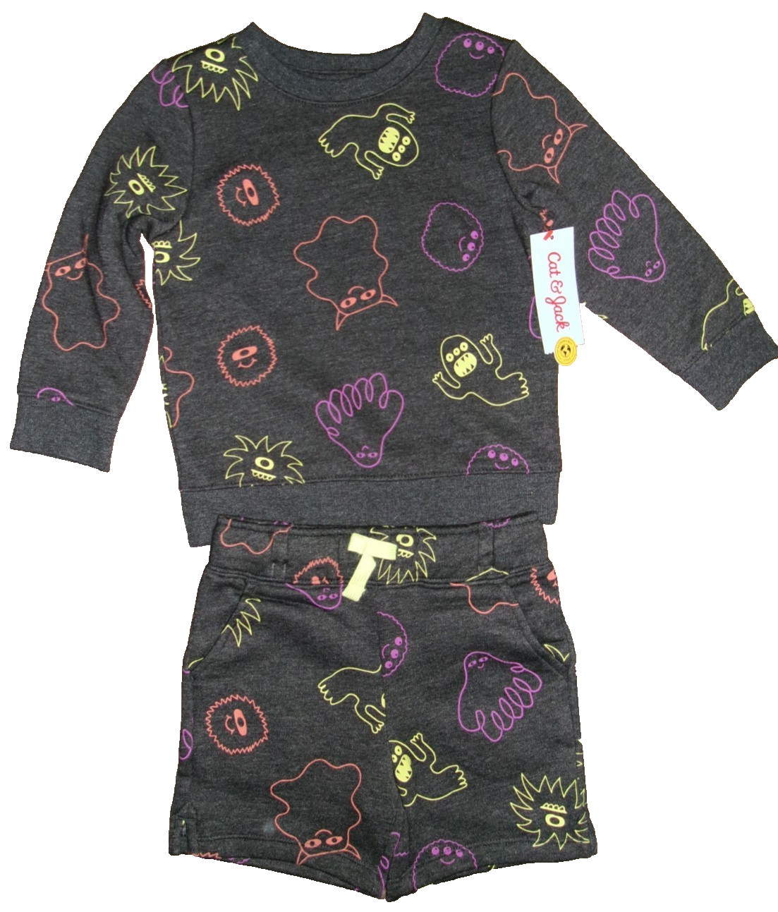 Boys Halloween Outfit Size 3T NEW Cat & Jack, Fleece Shirt & Shorts, Monsters