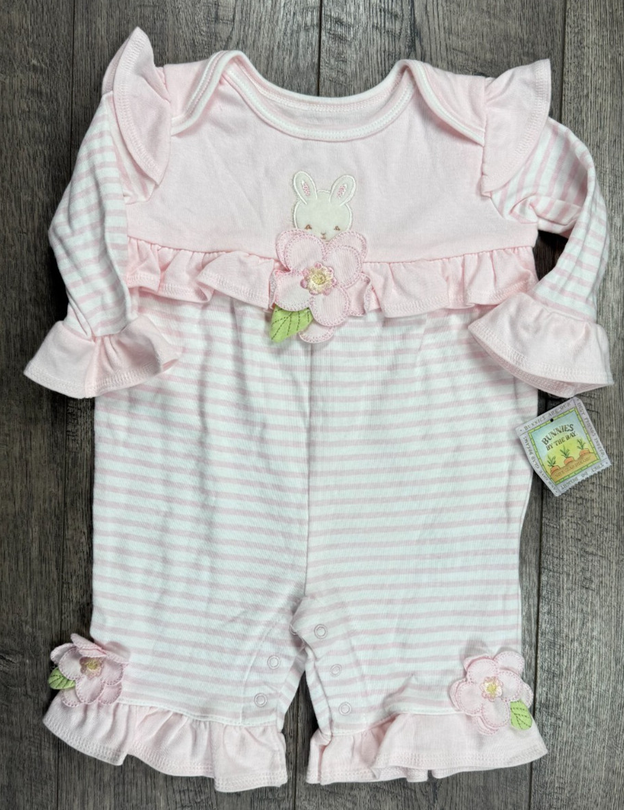Baby Girl Clothes New Bunnies By The Bay 3-6 Month Striped Bunny Outfit