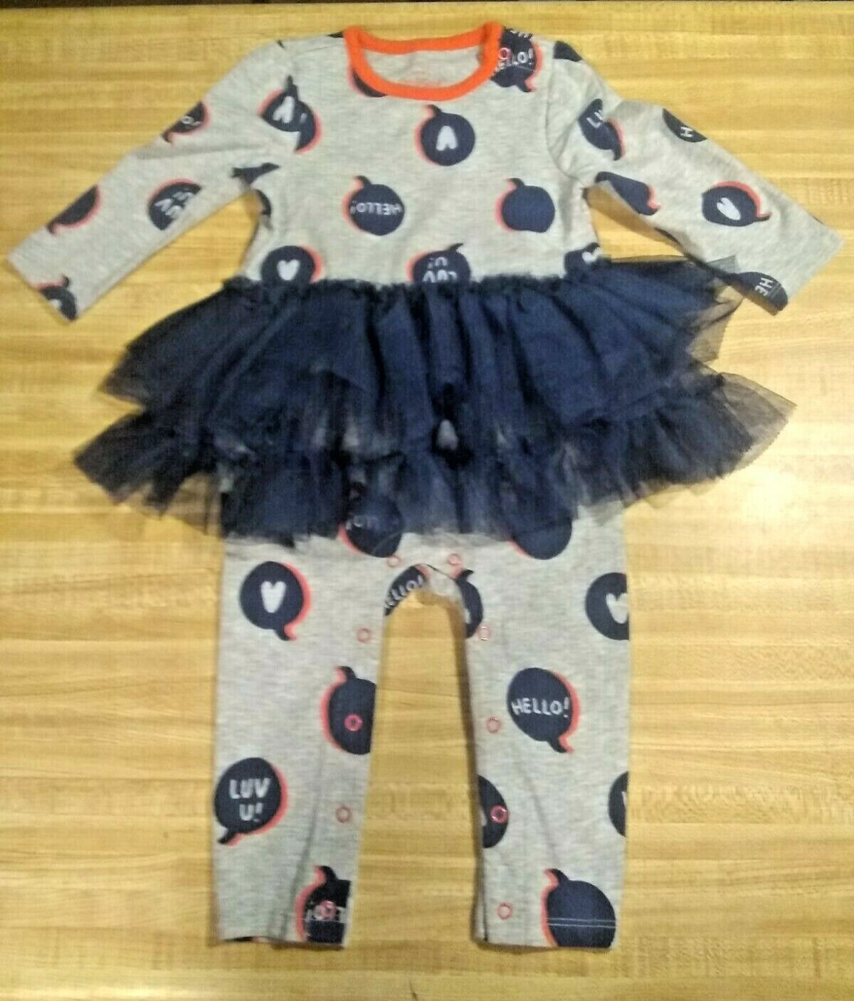 Cat & Jack Baby Girl Size 6-9 Months Cotton Blend Gray Long Sleeve Tutu Pants Ou