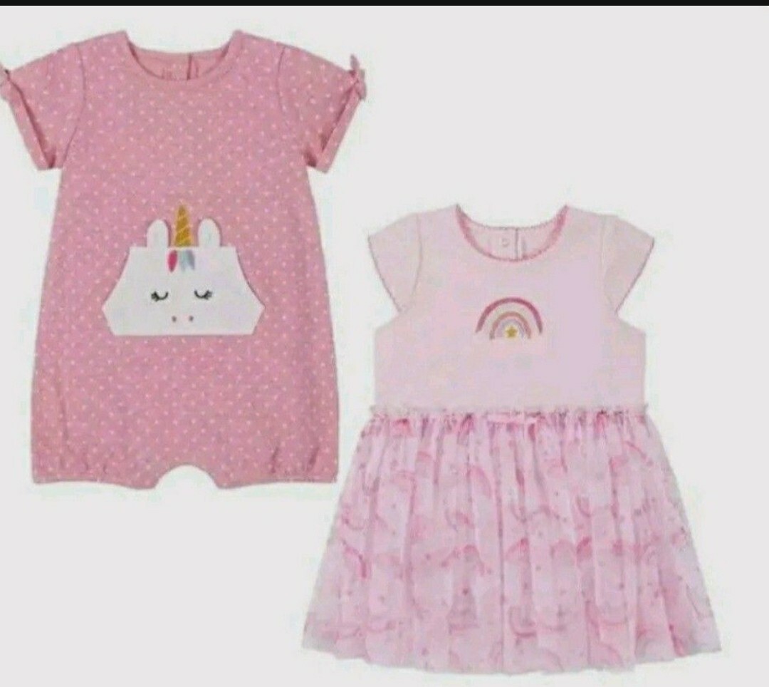 SALE -Kids Headquarters Two (2) Piece Romper Set Unicorn Girl’s