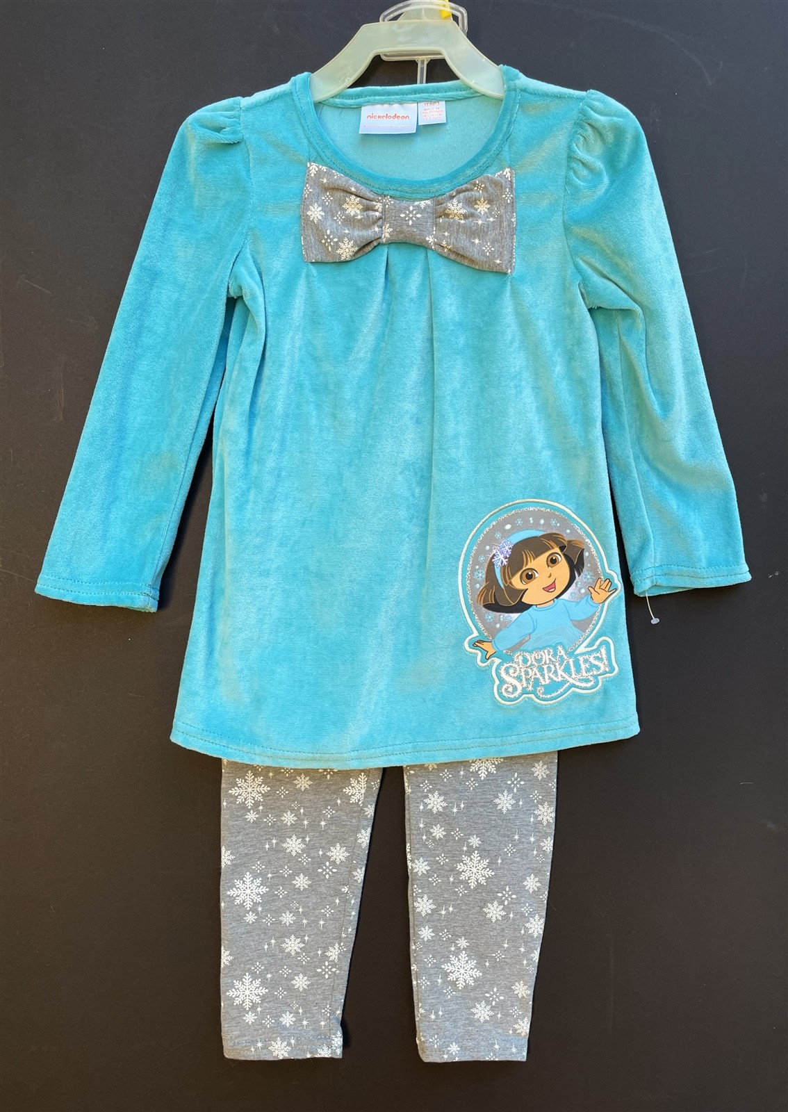 Dora the Explorer Toddler Girl 3T Appliqued Velour Tunic & Leggings Set Glitter