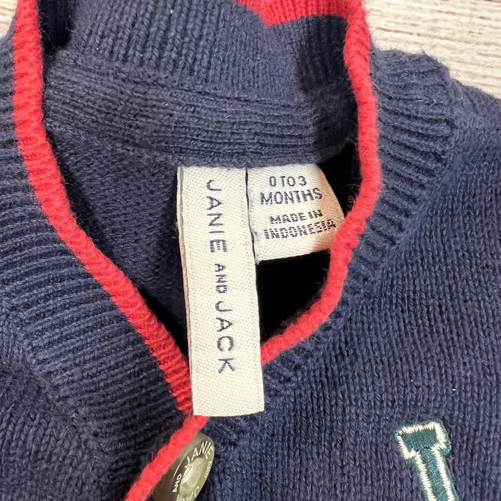 Janie & Jack Football Cardigan Pant Set Collegiate Varsity Embroidered 0-3 M